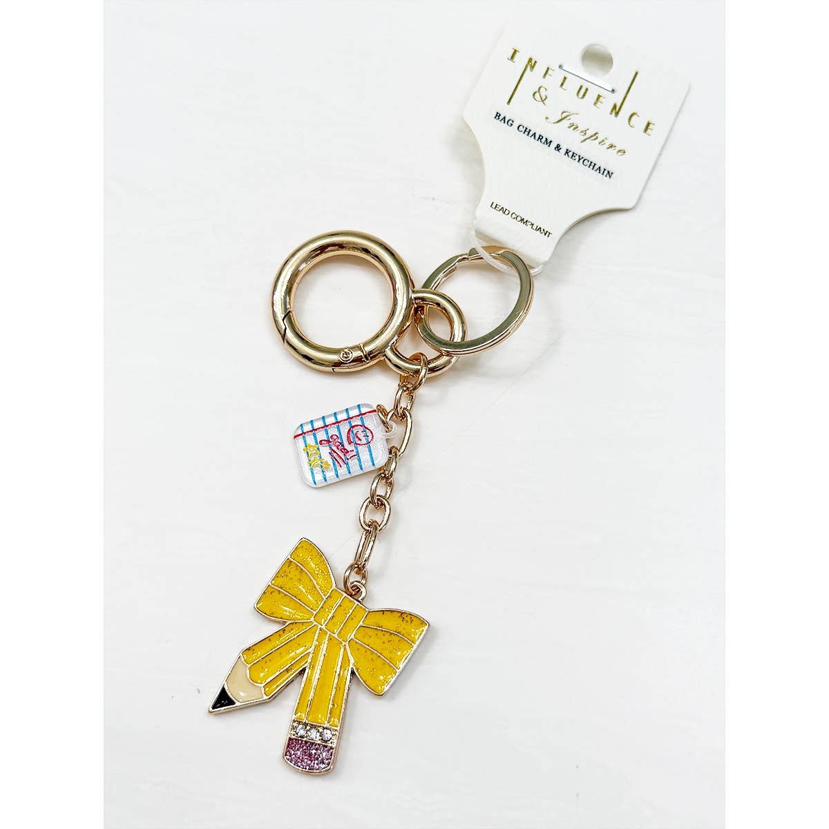 School and Teacher Theme Bag Charm Keychain, Unique Decorative Keychain for Bags, Great Teacher Appreciation Gift - Nifty Decor & More
