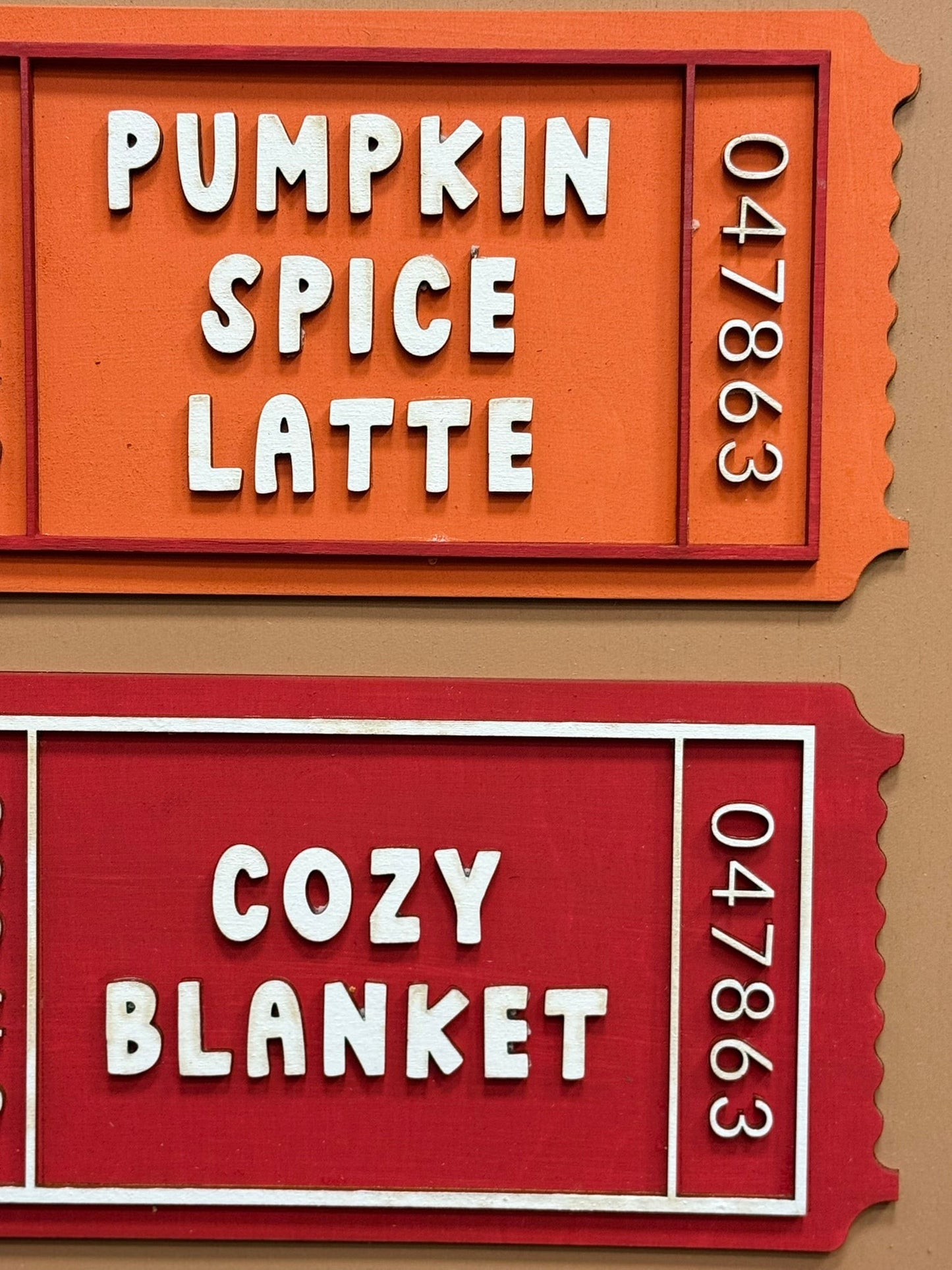Seasonal Fall Word Tickets Wall Decor