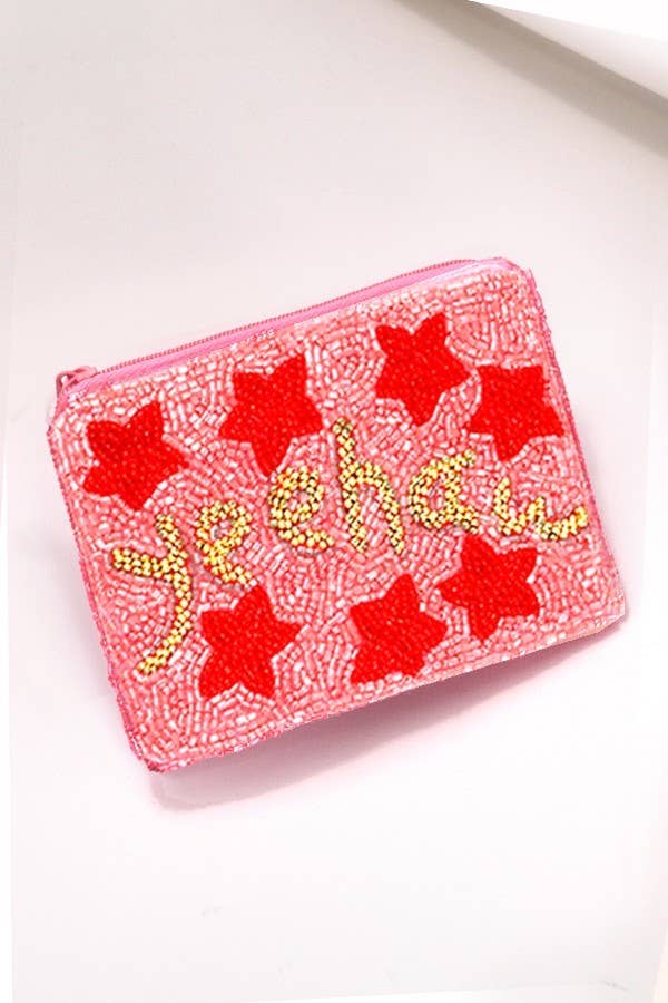 Seed Bead Coin Purses, Bow, Checker & Western Print, Perfect Small Wallet for Her, Preppy and Trendy - Nifty Decor & More