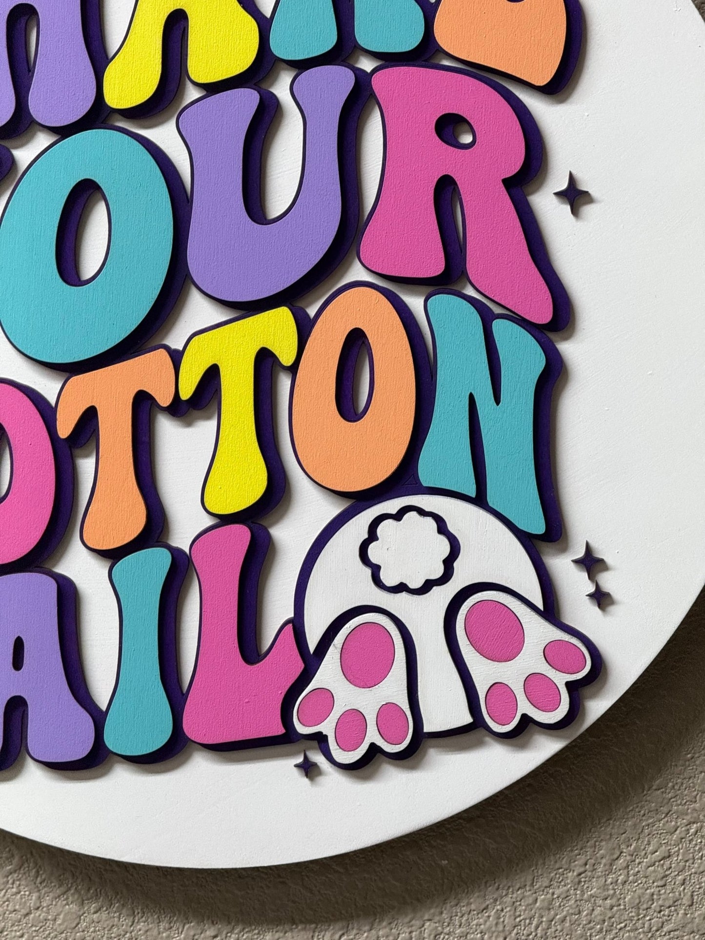 Shake Your Cotton Tail Hanger | Easter Spring Wall Decor for Home | Cute Seasonal Hanging Sign
