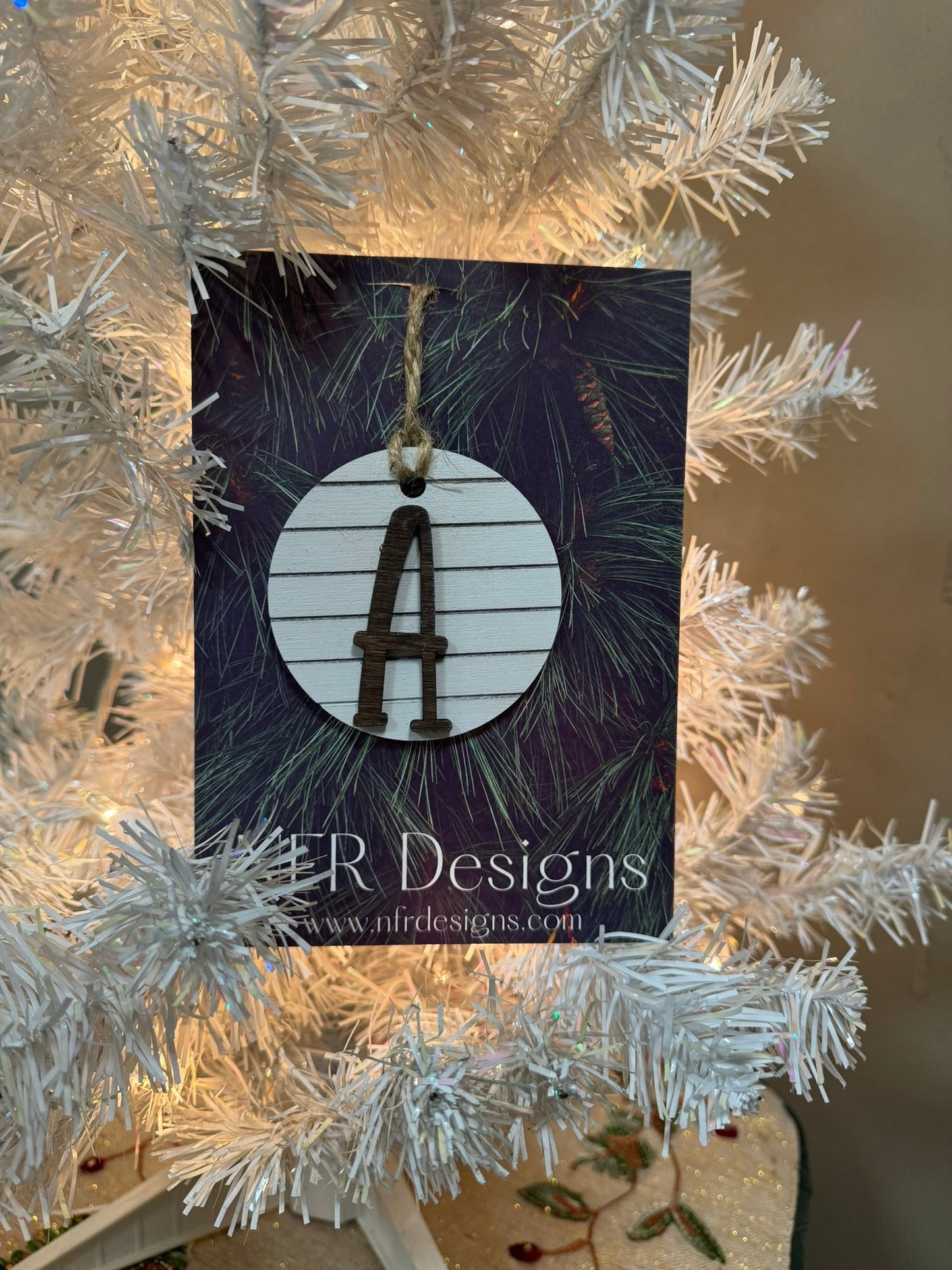 Shiplap Initial Christmas Ornament - Regular Font - Nifty Decor & More