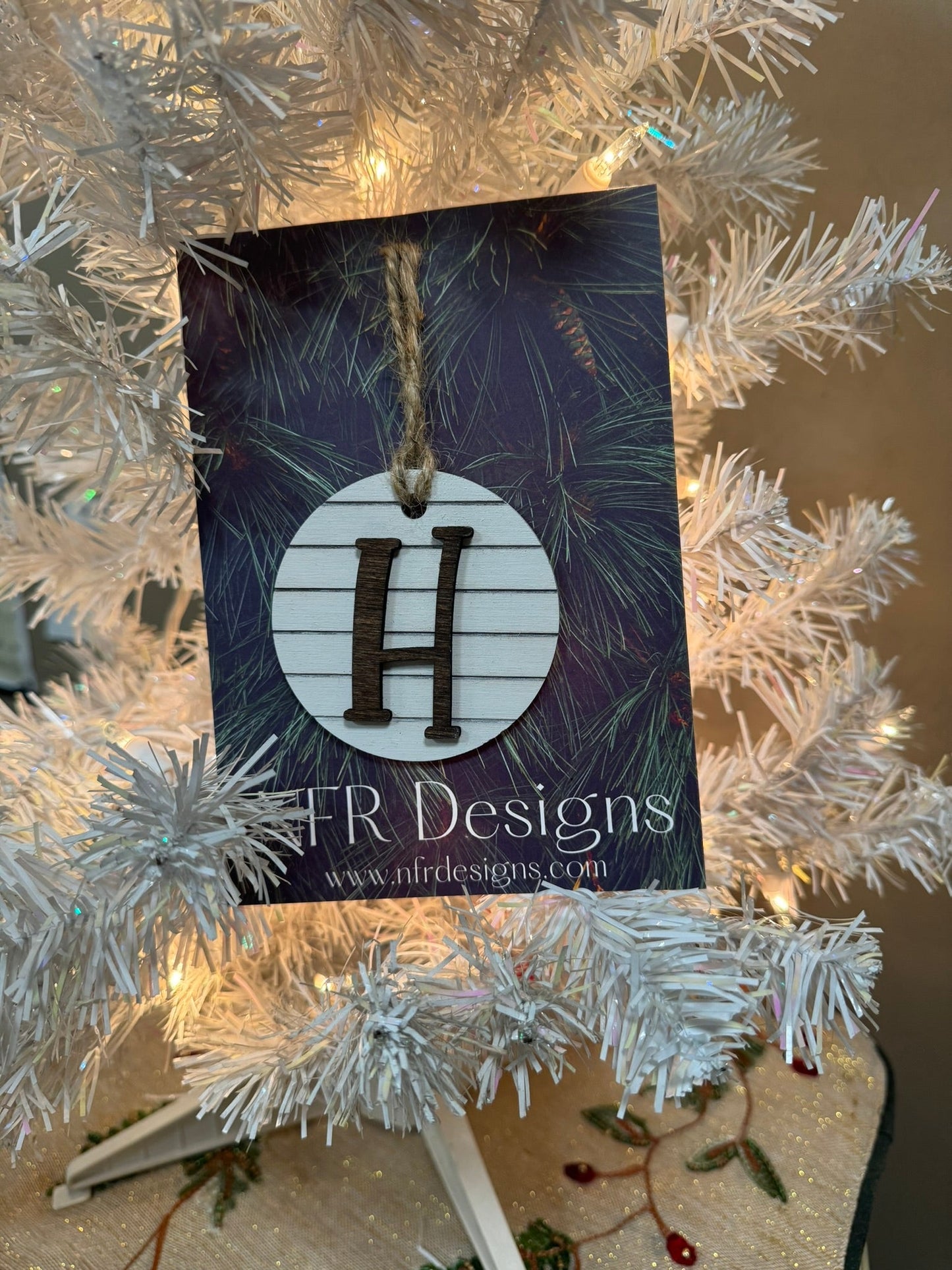 Shiplap Initial Christmas Ornament - Regular Font - Nifty Decor & More