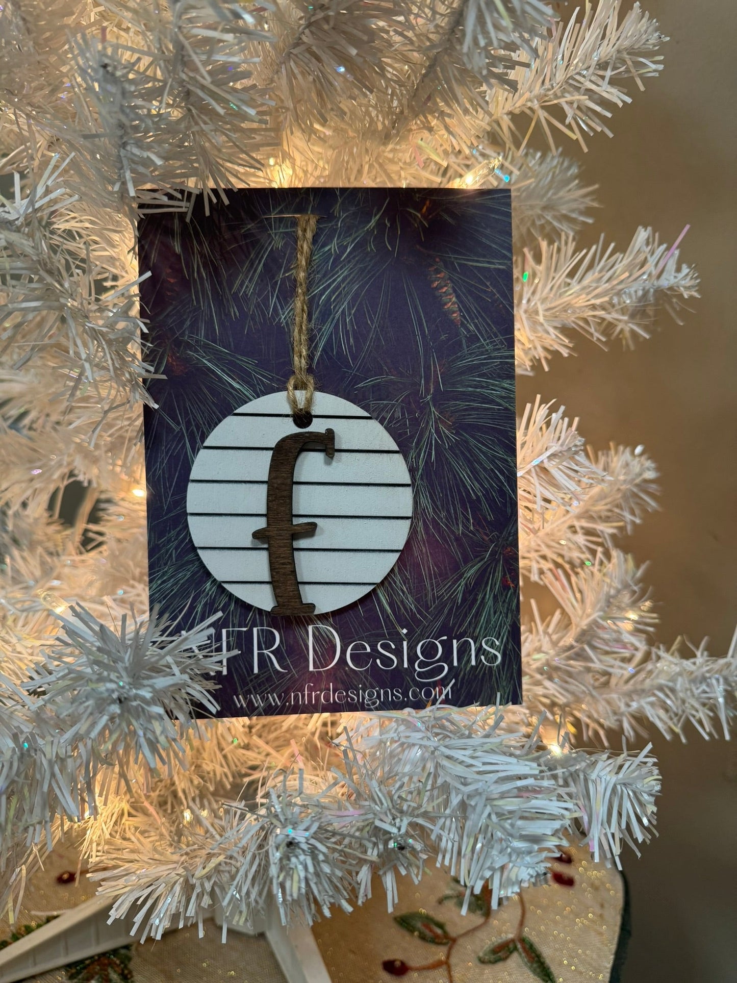 Shiplap Initial Christmas Ornament - Regular Font - Nifty Decor & More