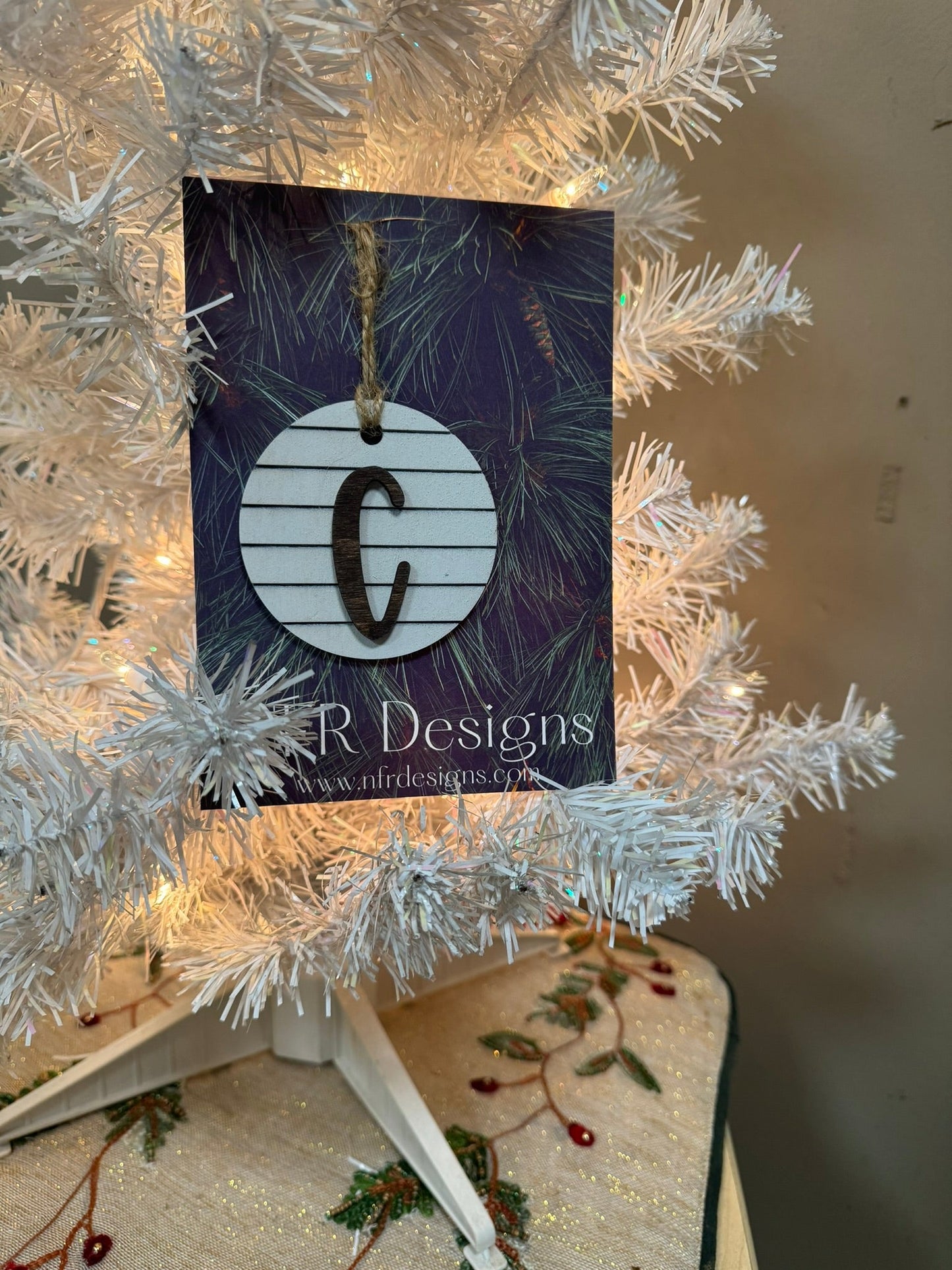 Shiplap Initial Christmas Ornament - Regular Font - Nifty Decor & More