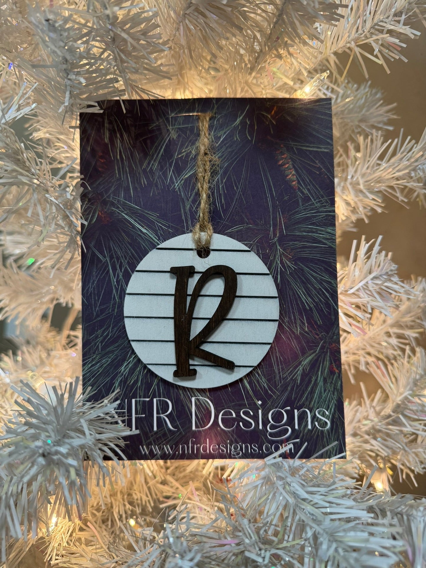 Shiplap Initial Christmas Ornament - Regular Font - Nifty Decor & More