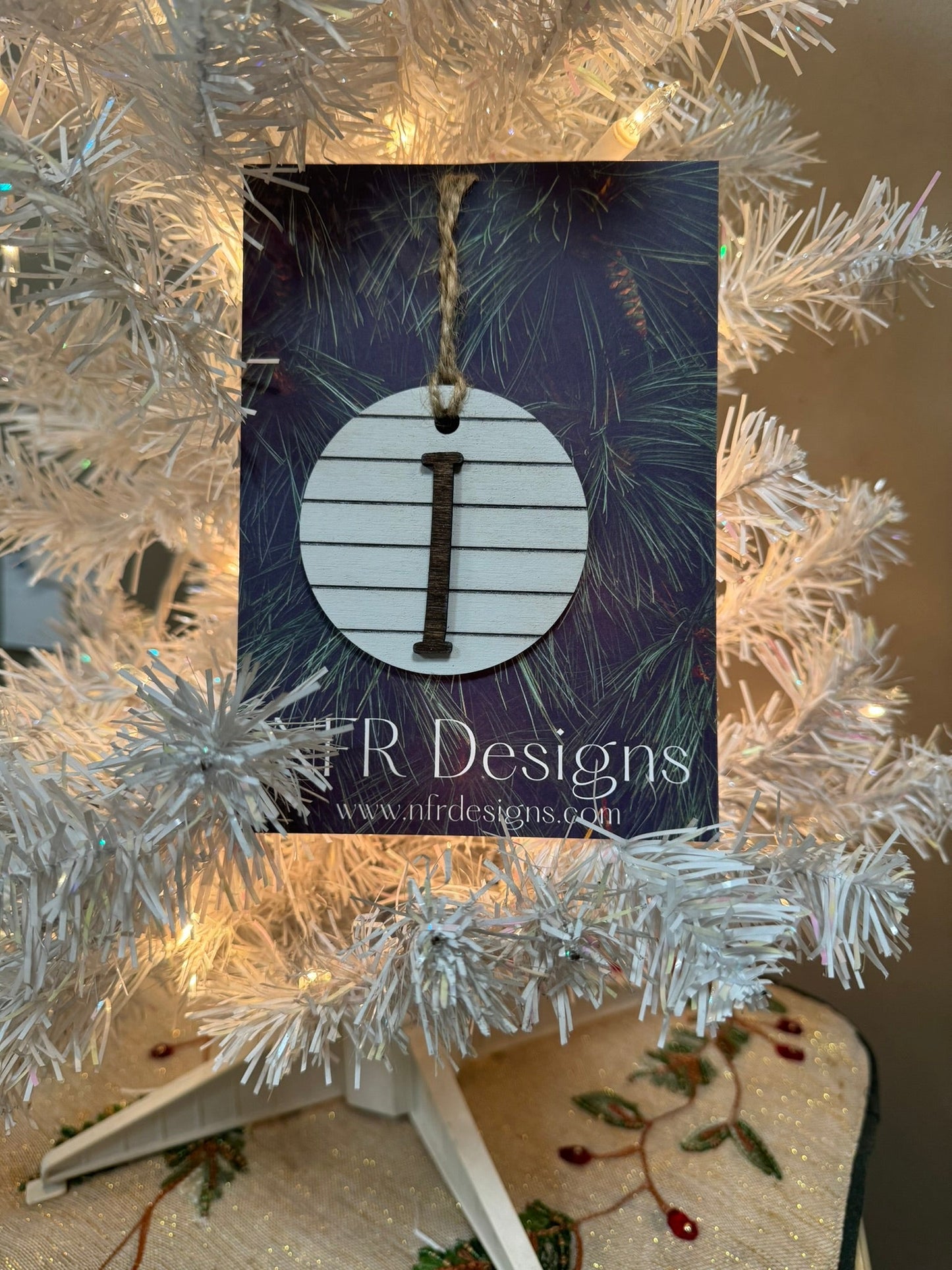Shiplap Initial Christmas Ornament - Regular Font - Nifty Decor & More