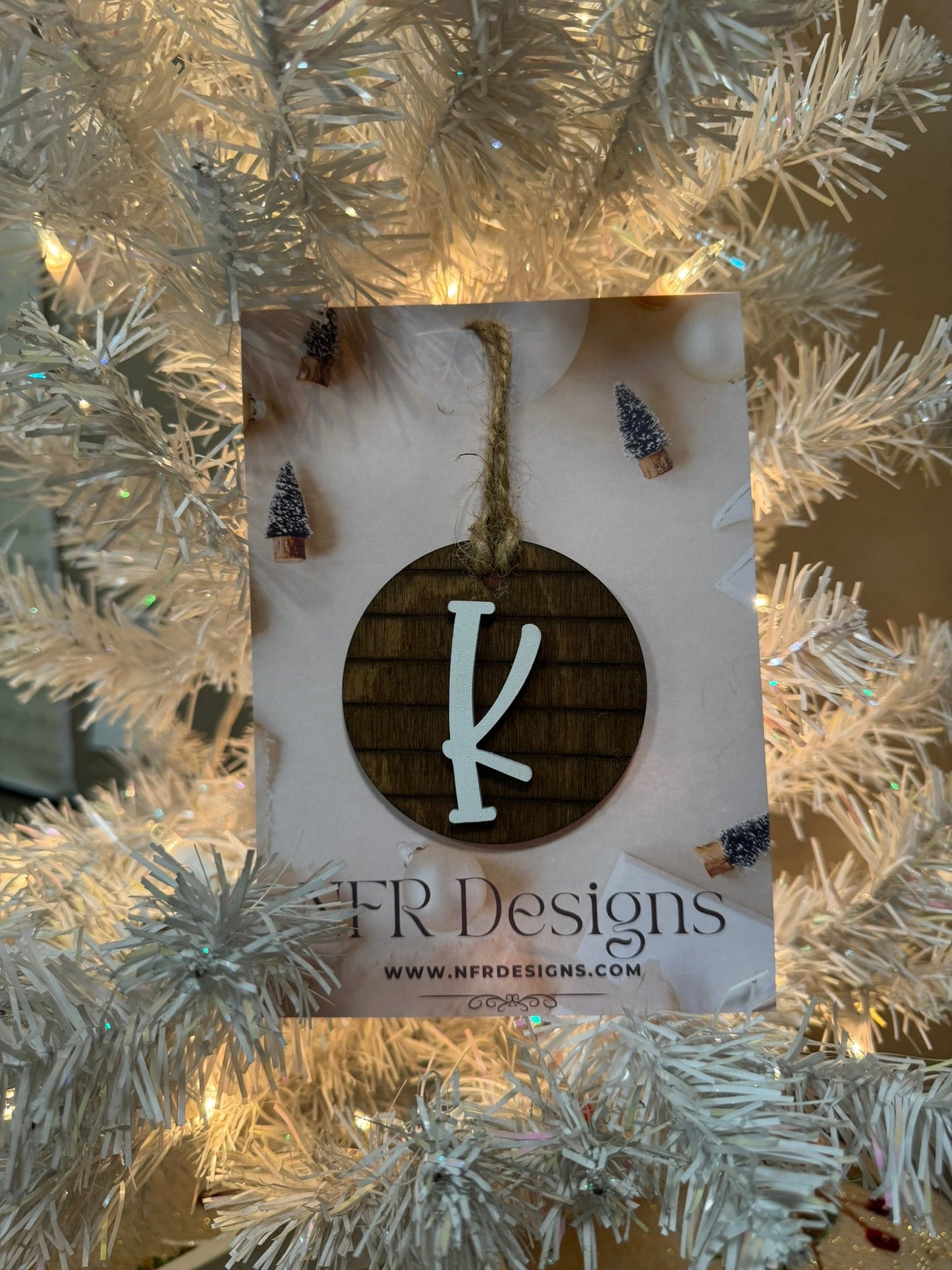 Shiplap Initial Christmas Ornament - Regular Font - Nifty Decor & More