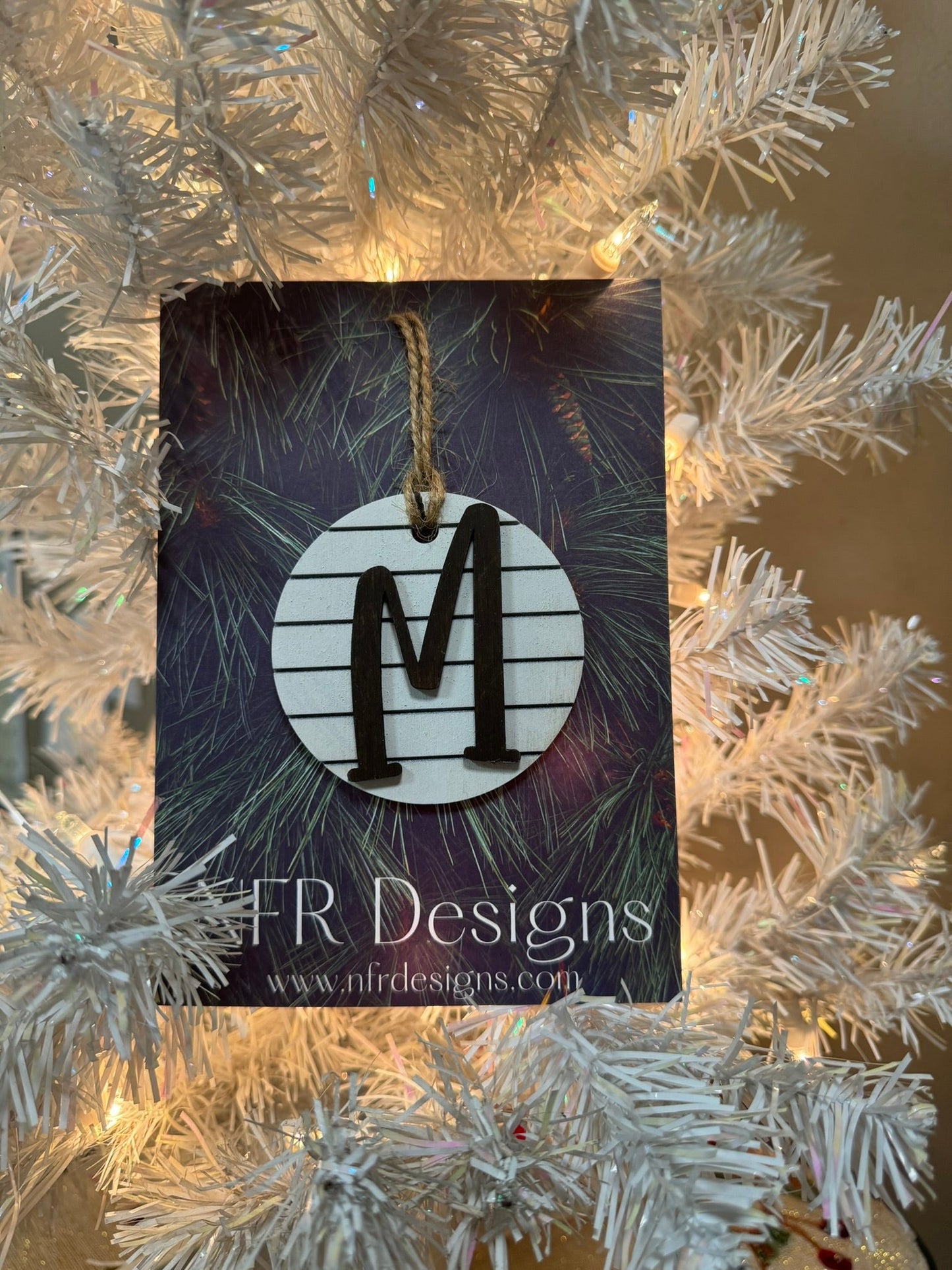 Shiplap Initial Christmas Ornament - Regular Font - Nifty Decor & More