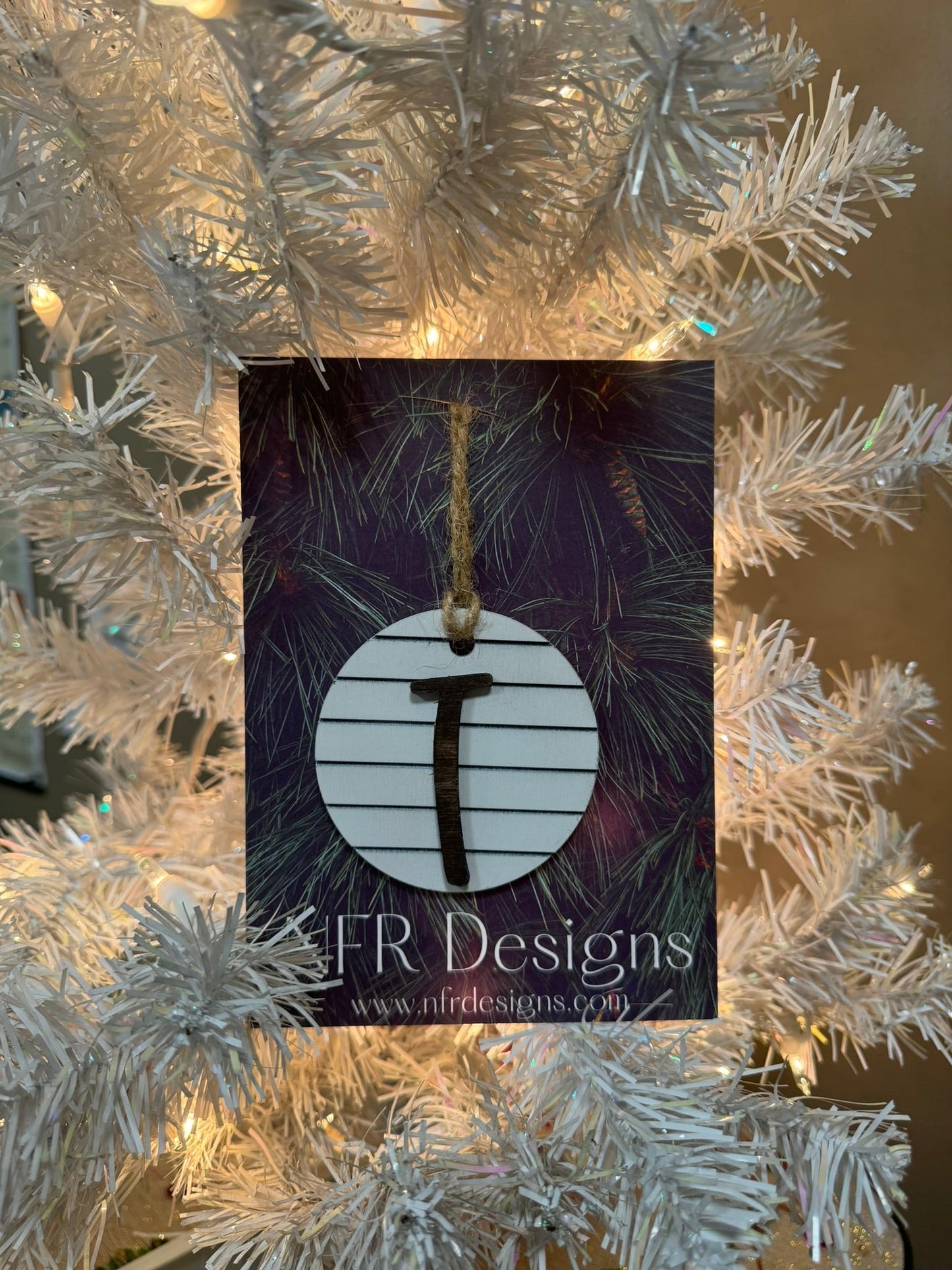 Shiplap Initial Christmas Ornament - Regular Font - Nifty Decor & More