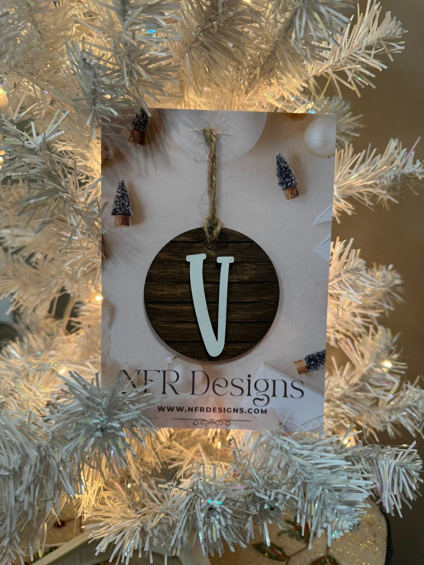 Shiplap Initial Christmas Ornament - Regular Font - Nifty Decor & More