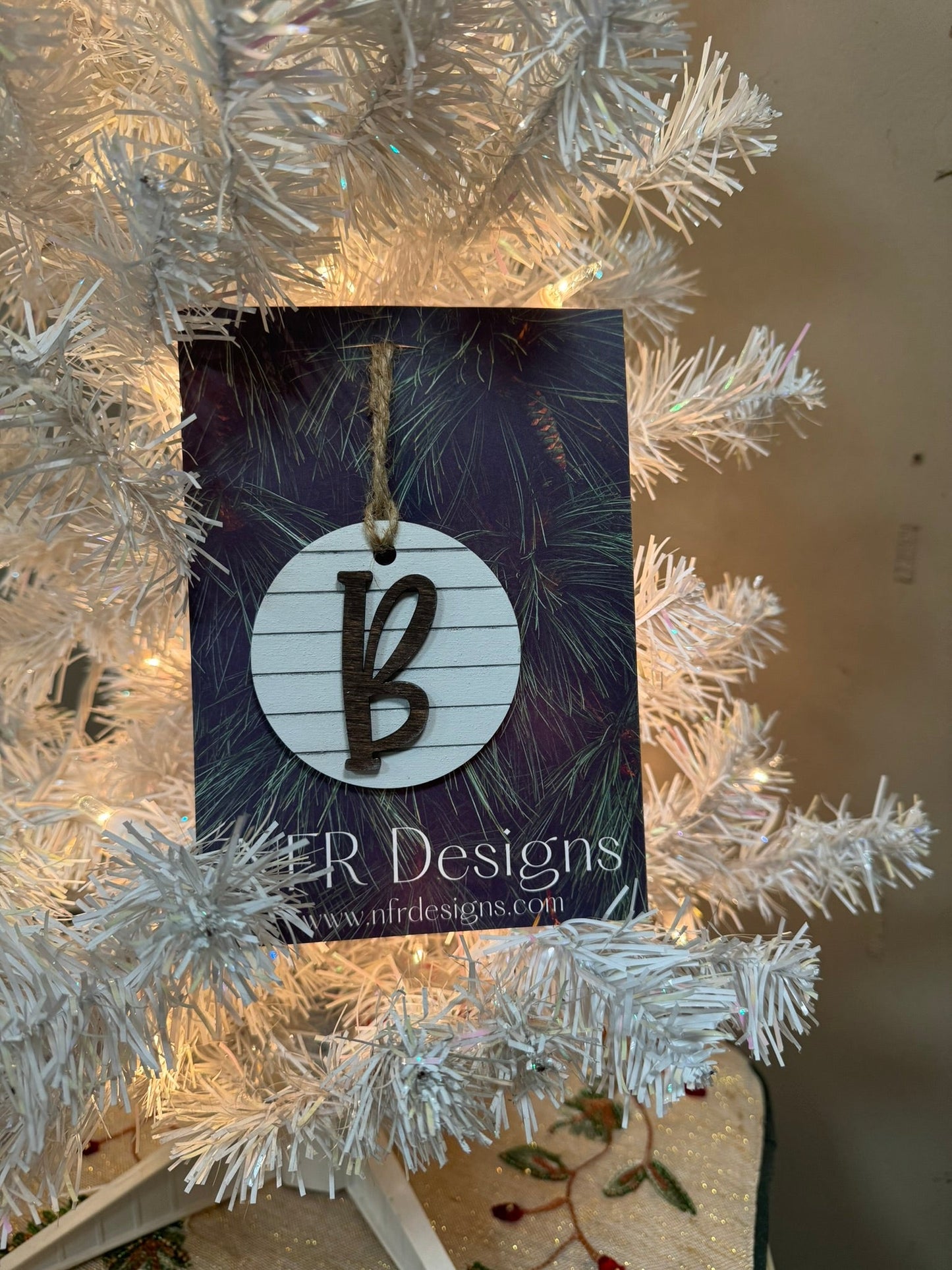 Shiplap Initial Christmas Ornament - Regular Font - Nifty Decor & More