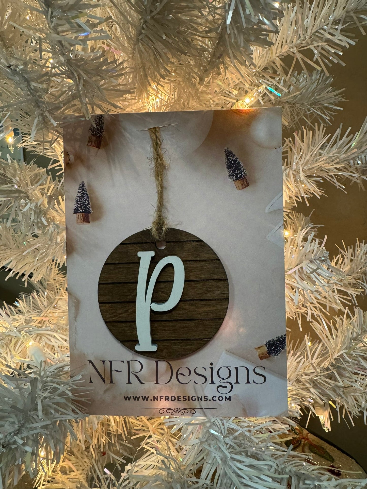 Shiplap Initial Christmas Ornament - Regular Font - Nifty Decor & More
