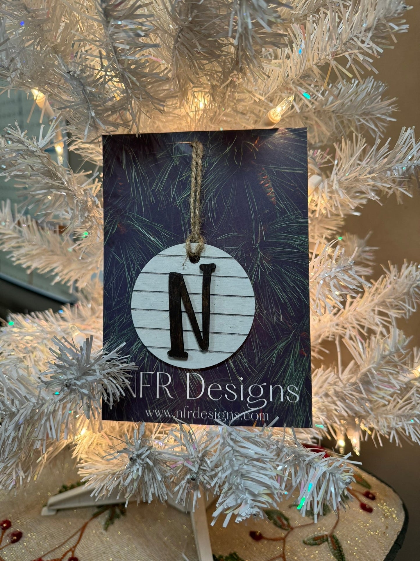 Shiplap Initial Christmas Ornament - Regular Font - Nifty Decor & More