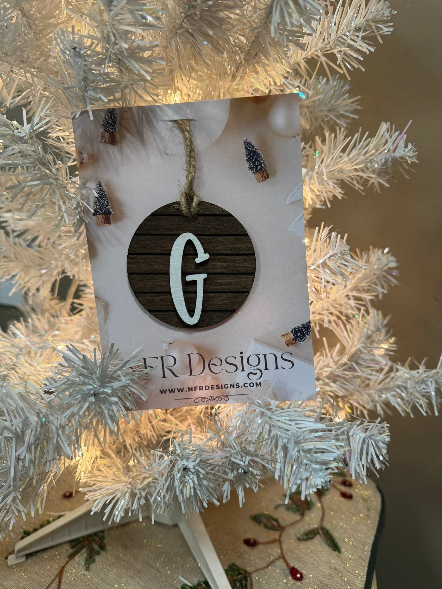 Shiplap Initial Christmas Ornament - Regular Font - Nifty Decor & More