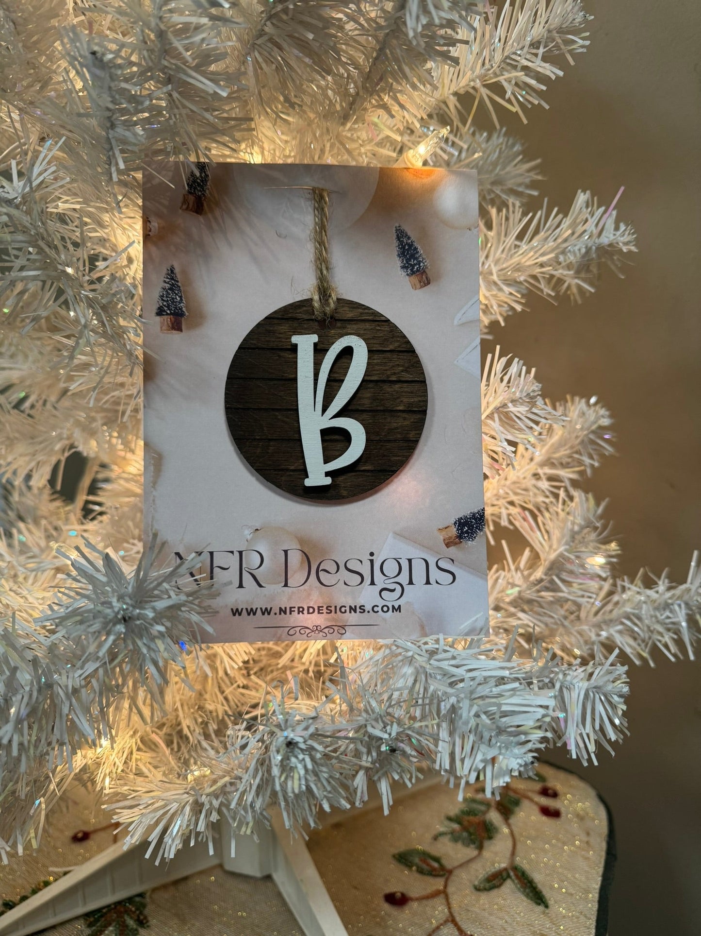 Shiplap Initial Christmas Ornament - Regular Font - Nifty Decor & More