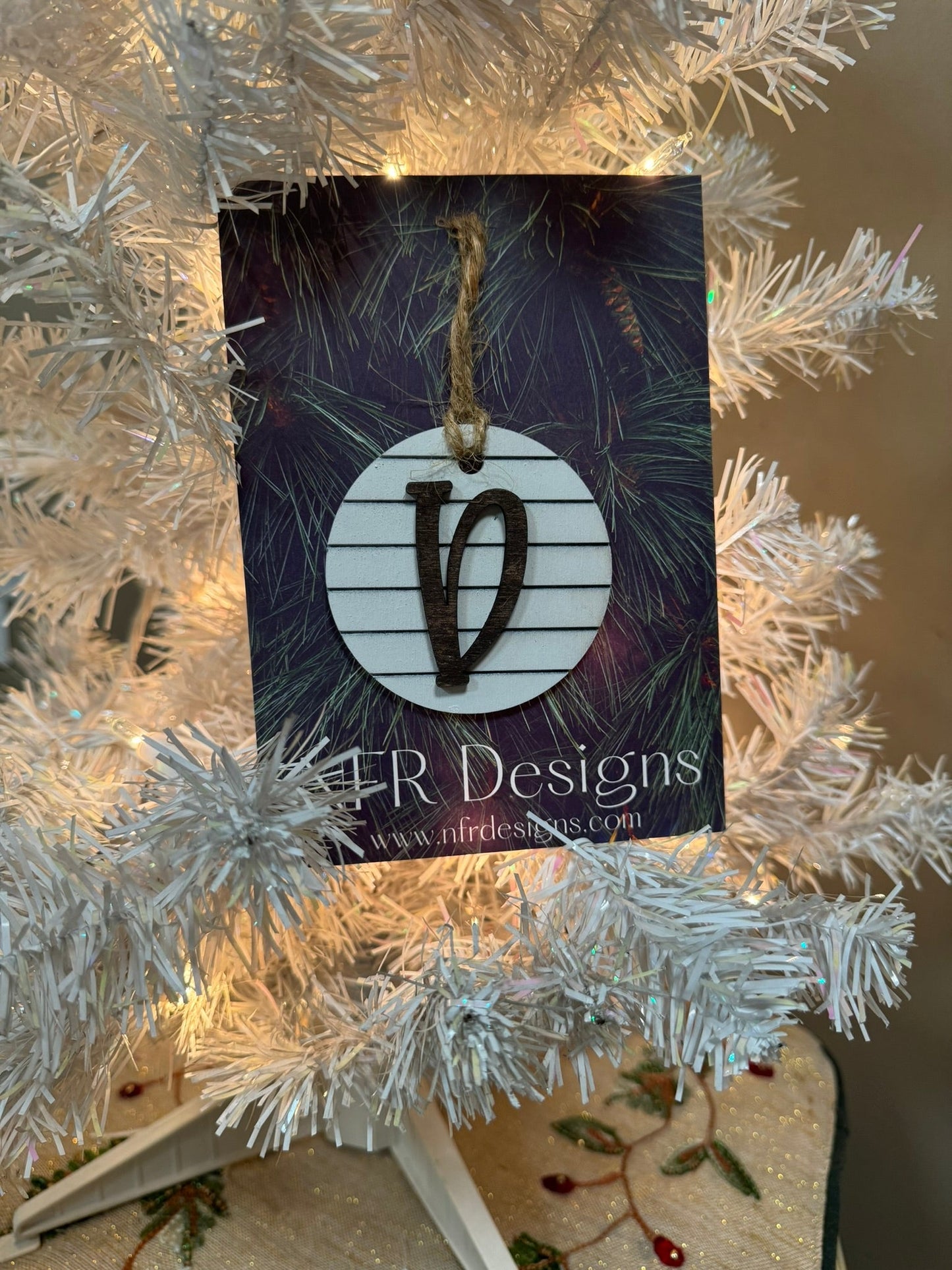 Shiplap Initial Christmas Ornament - Regular Font - Nifty Decor & More