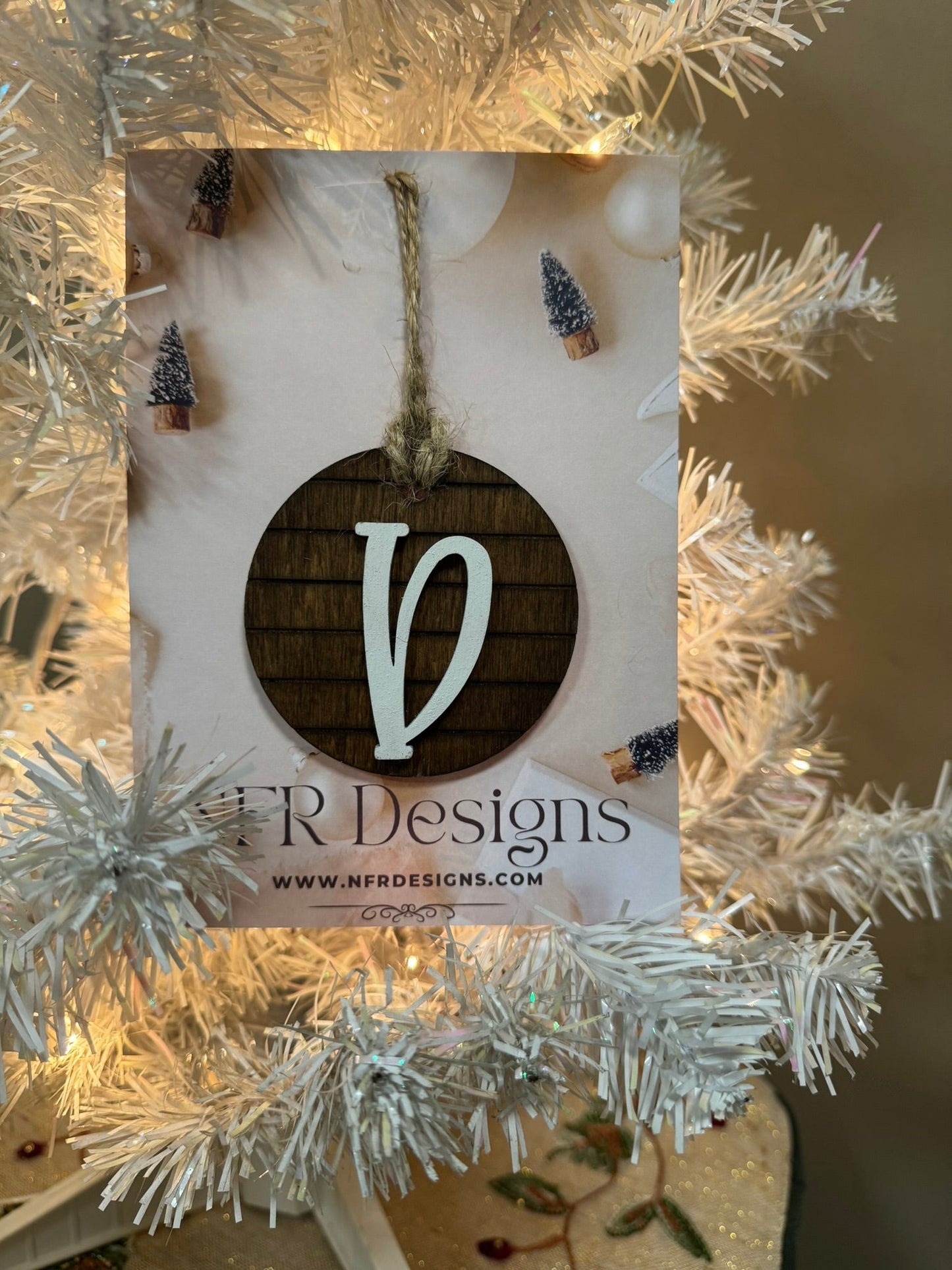 Shiplap Initial Christmas Ornament - Regular Font - Nifty Decor & More