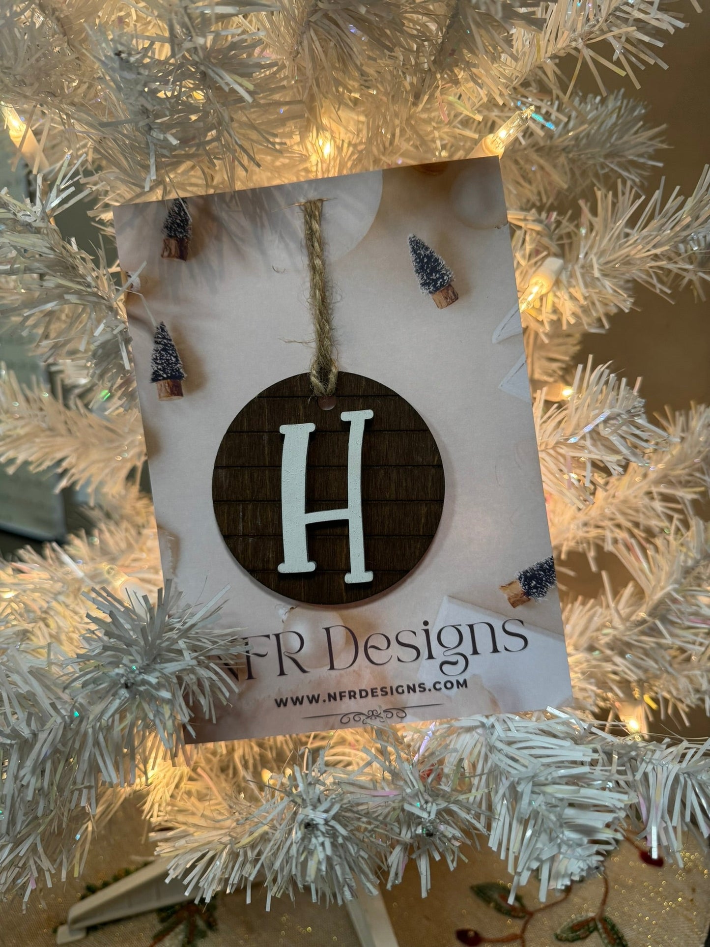 Shiplap Initial Christmas Ornament - Regular Font - Nifty Decor & More