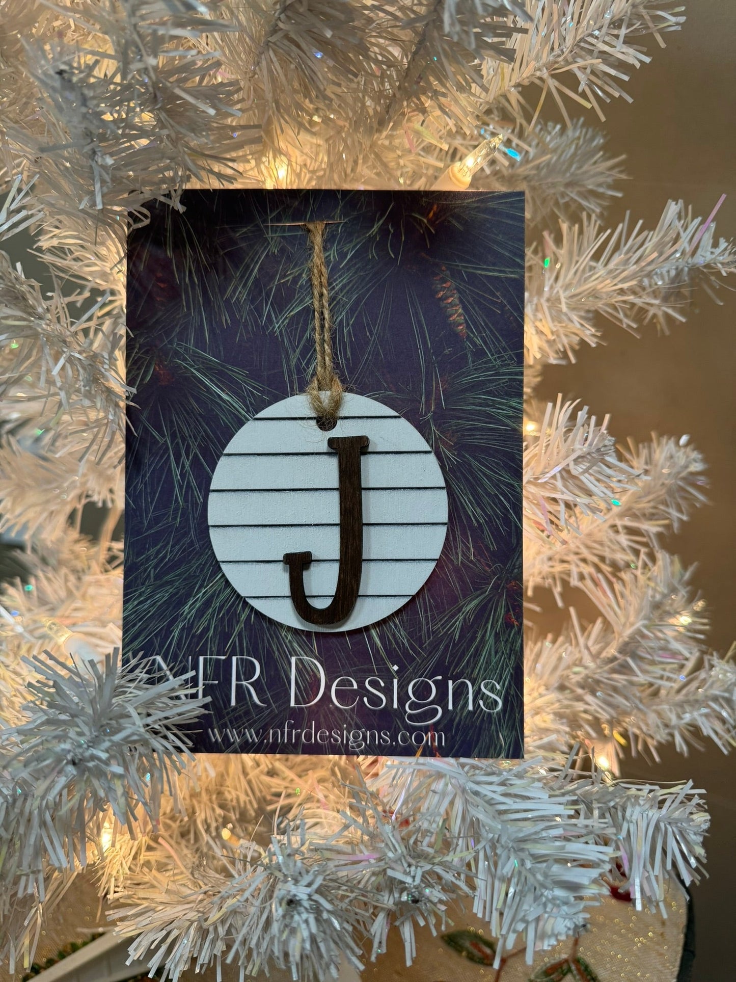 Shiplap Initial Christmas Ornament - Regular Font - Nifty Decor & More