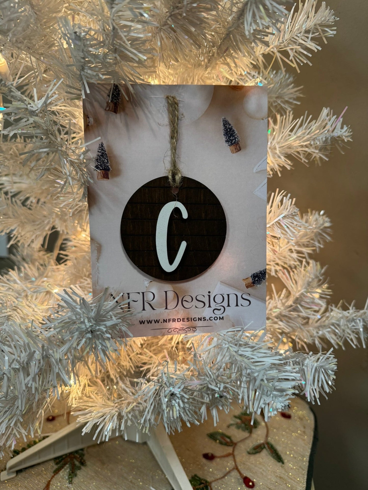 Shiplap Initial Christmas Ornament - Regular Font - Nifty Decor & More