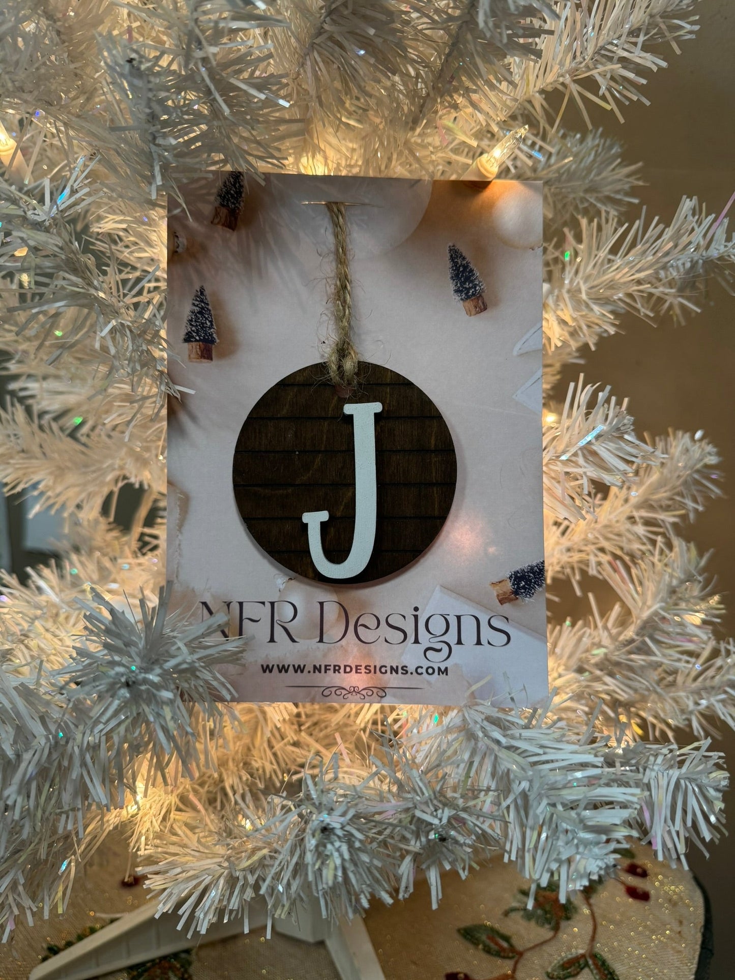 Shiplap Initial Christmas Ornament - Regular Font - Nifty Decor & More