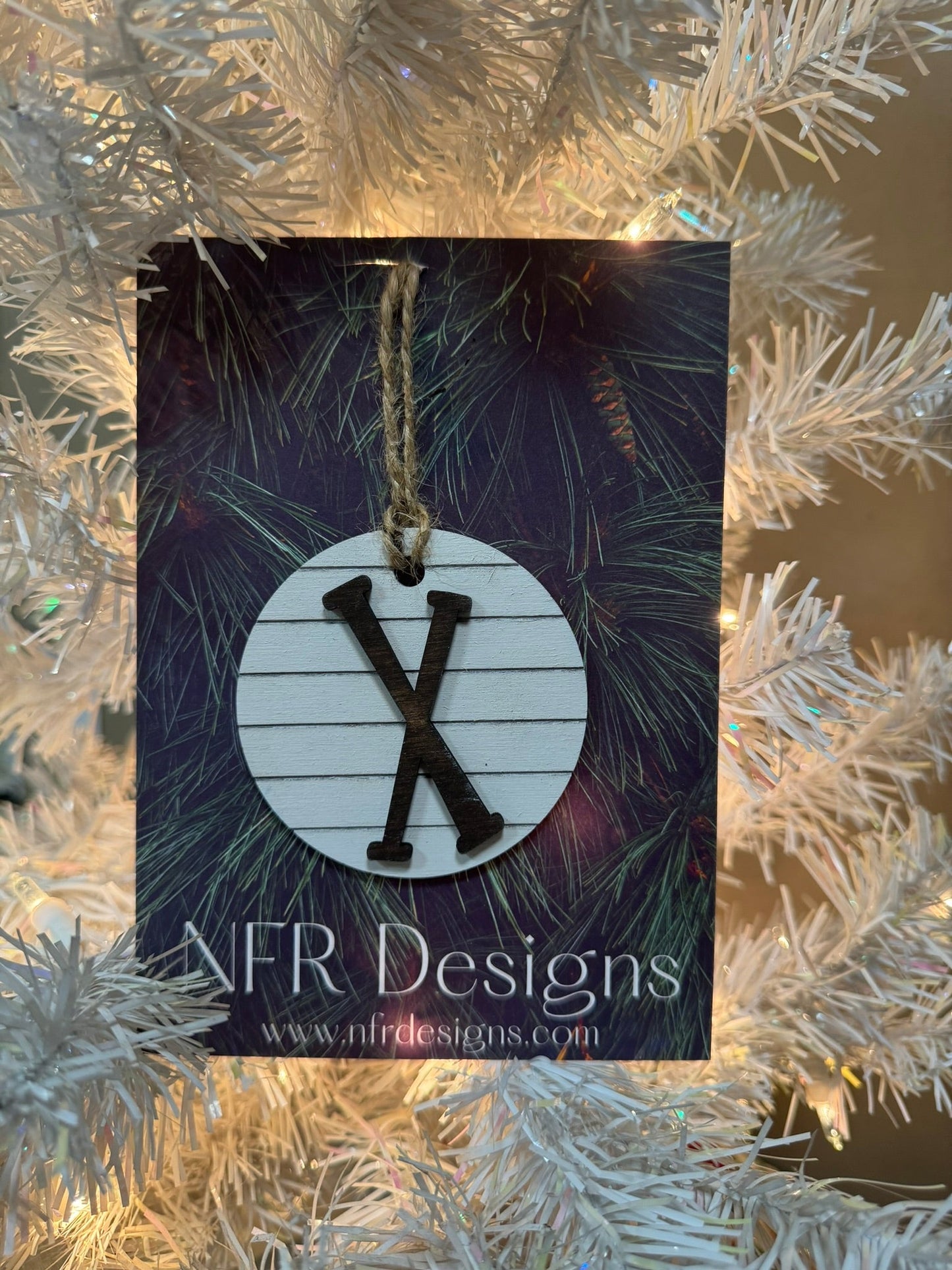 Shiplap Initial Christmas Ornament - Regular Font - Nifty Decor & More