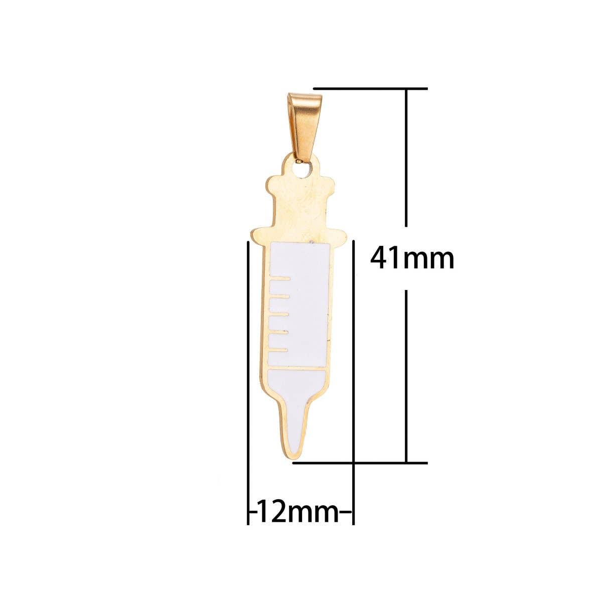Shot Nurse Charm Gold Filled Shot SYRINGE Charms Nurse RN Doctor Medical Themed Pendant Gift idea for Jewelry Making J - 412 - Nifty Decor & More