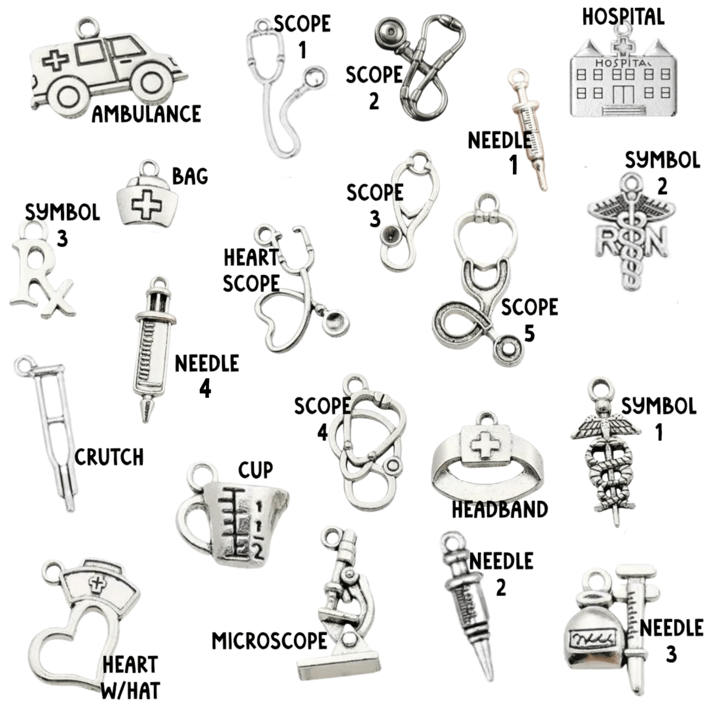 Silver Nurse Pendant Charms, Shiny Healing Symbol Necklace, Thoughtful Gift for Nurses & Caregivers - Nifty Decor & More