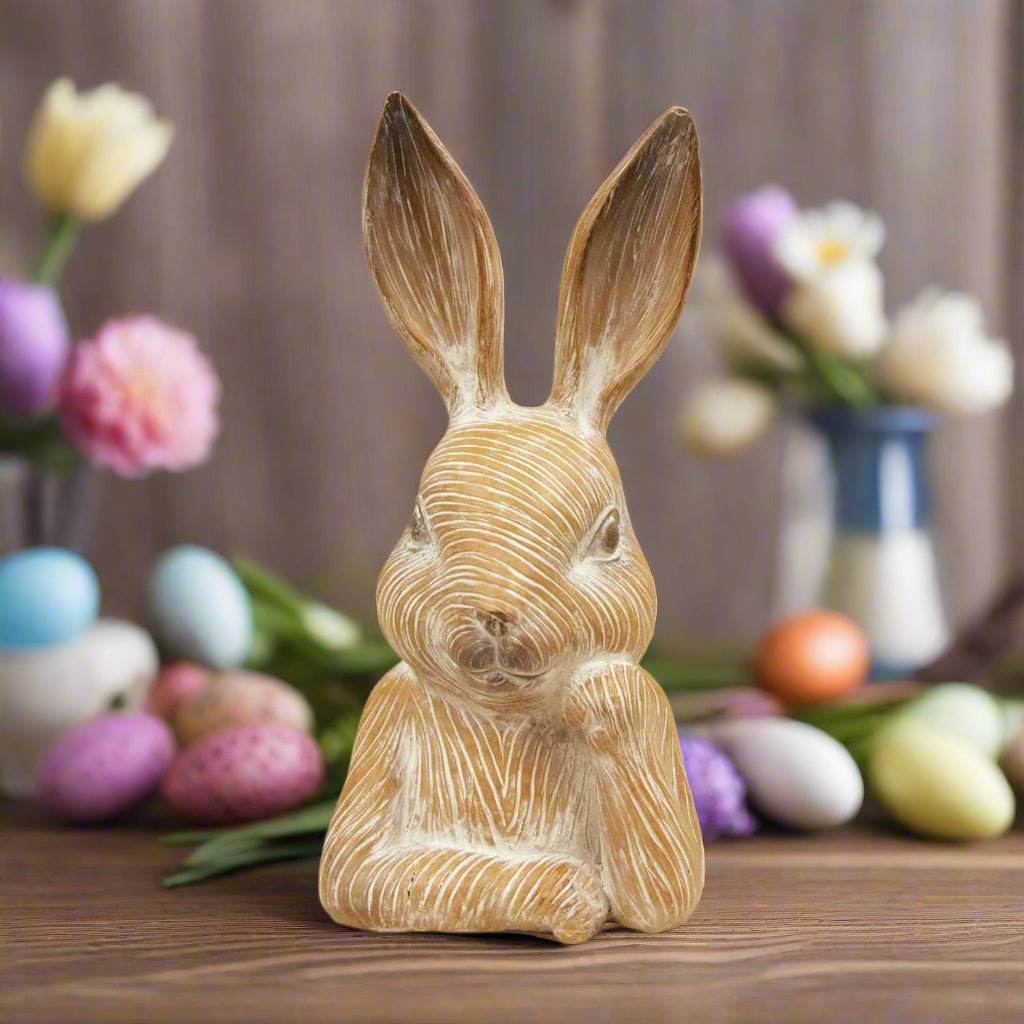 Small Resin Thinking Bunny | Cute Spring Decor | Charming Bunny Figurine | Perfect for Easter & Home Decoration - Nifty Decor & More