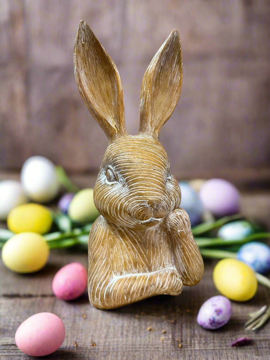 Small Resin Thinking Bunny | Cute Spring Decor | Charming Bunny Figurine | Perfect for Easter & Home Decoration - Nifty Decor & More