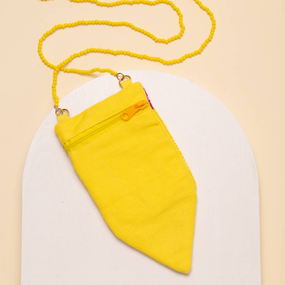 Smiley Pencil Bag Sequin Crossbody & Seed Beaded
