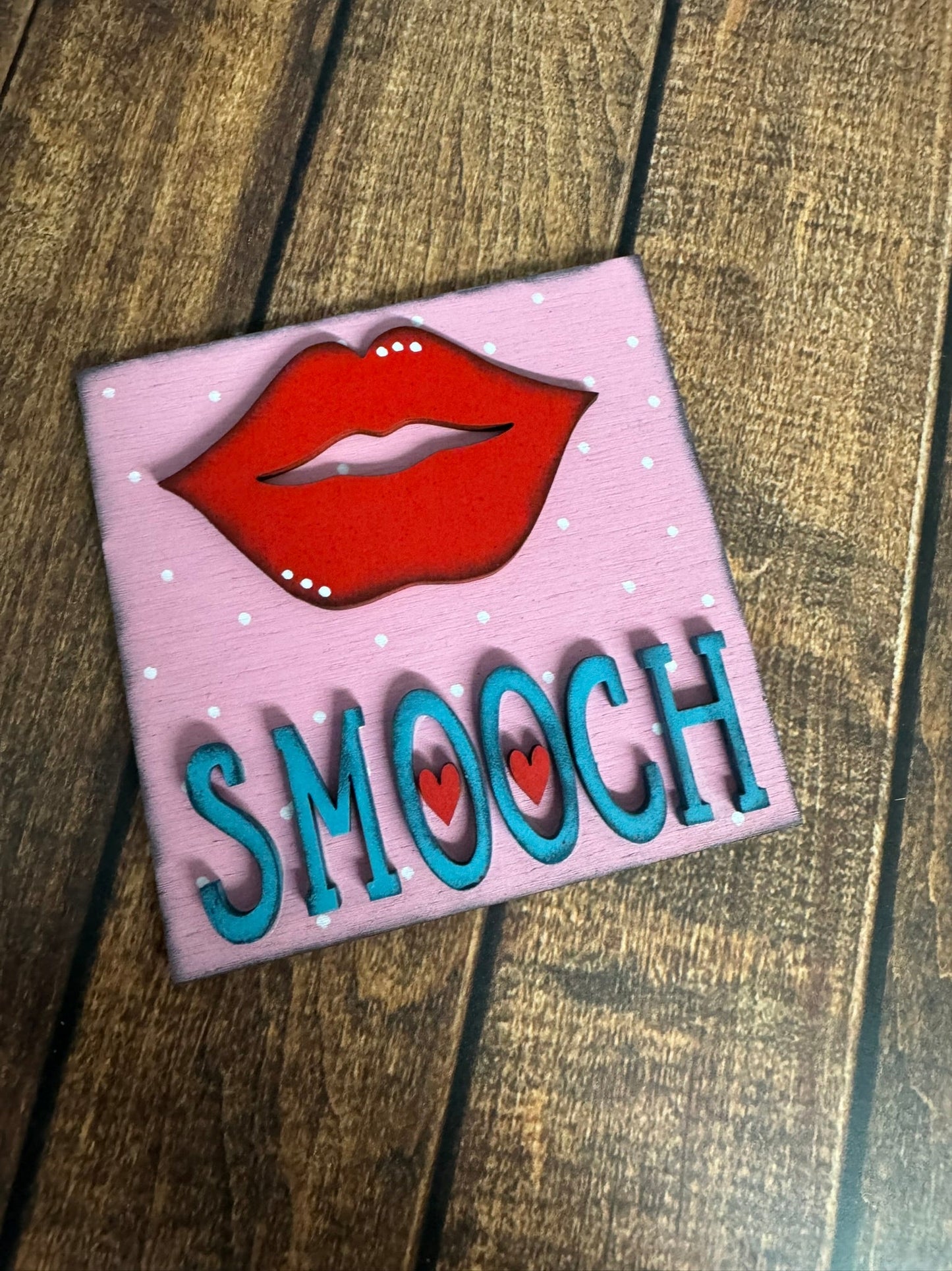 Smooch Valentine Leaning Sandwich Board Tiles - Set 4 PC Interchangeable Add On