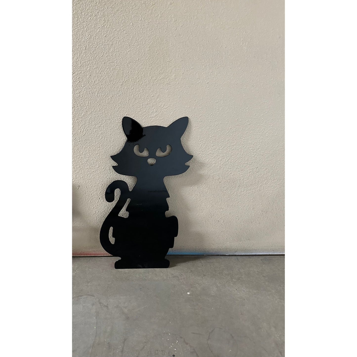 Spooky Cat Metal Yard Art Halloween Decor Small Cat #1