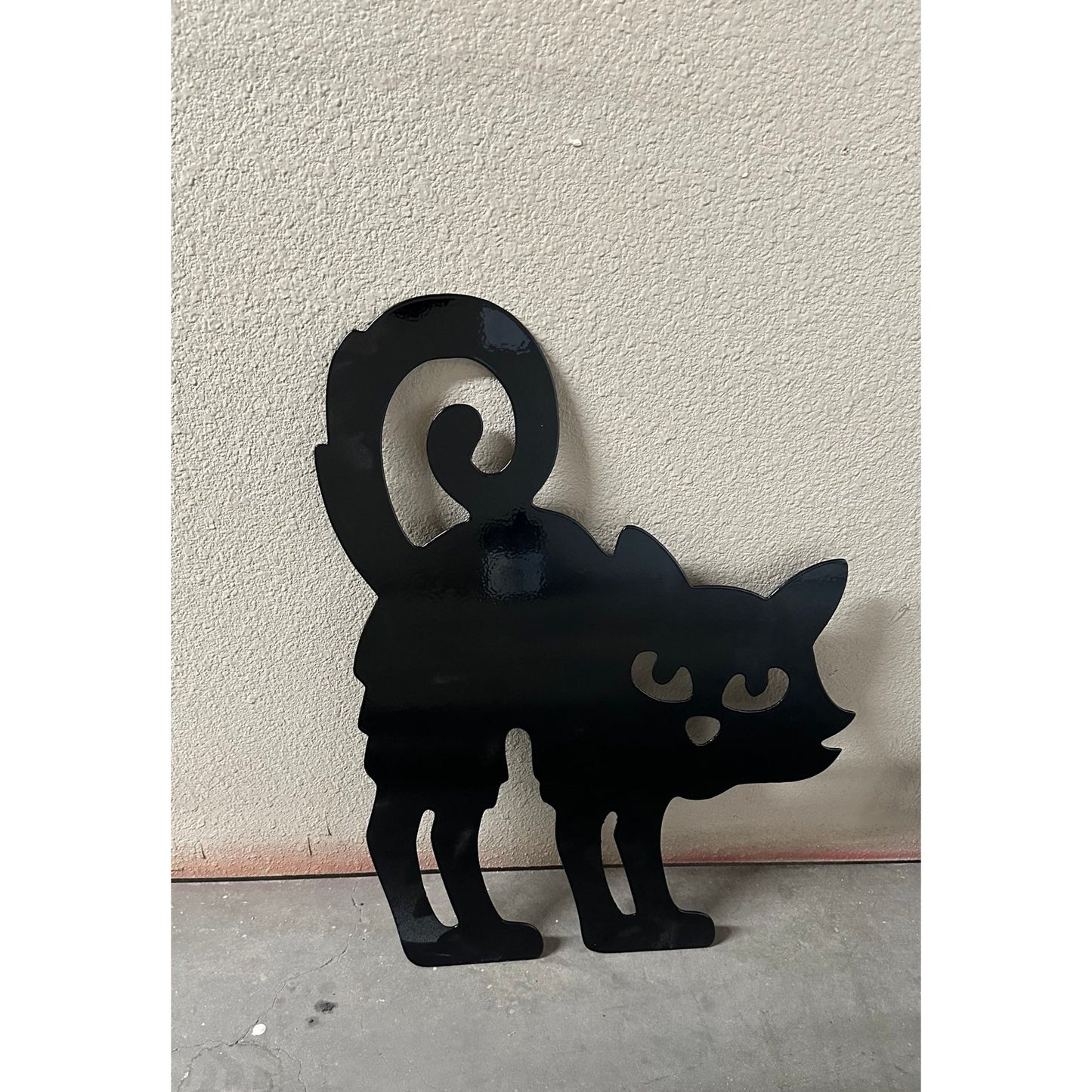 Spooky Cat Metal Yard Art Halloween Decor Small Cat #3