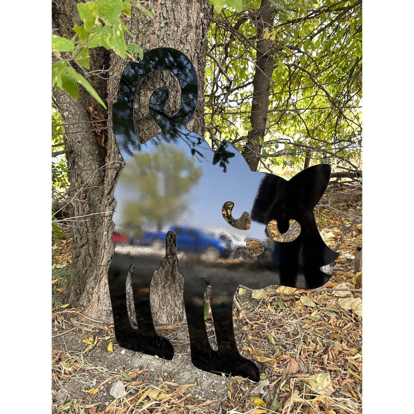 Spooky Cat Metal Yard Art Halloween Decor