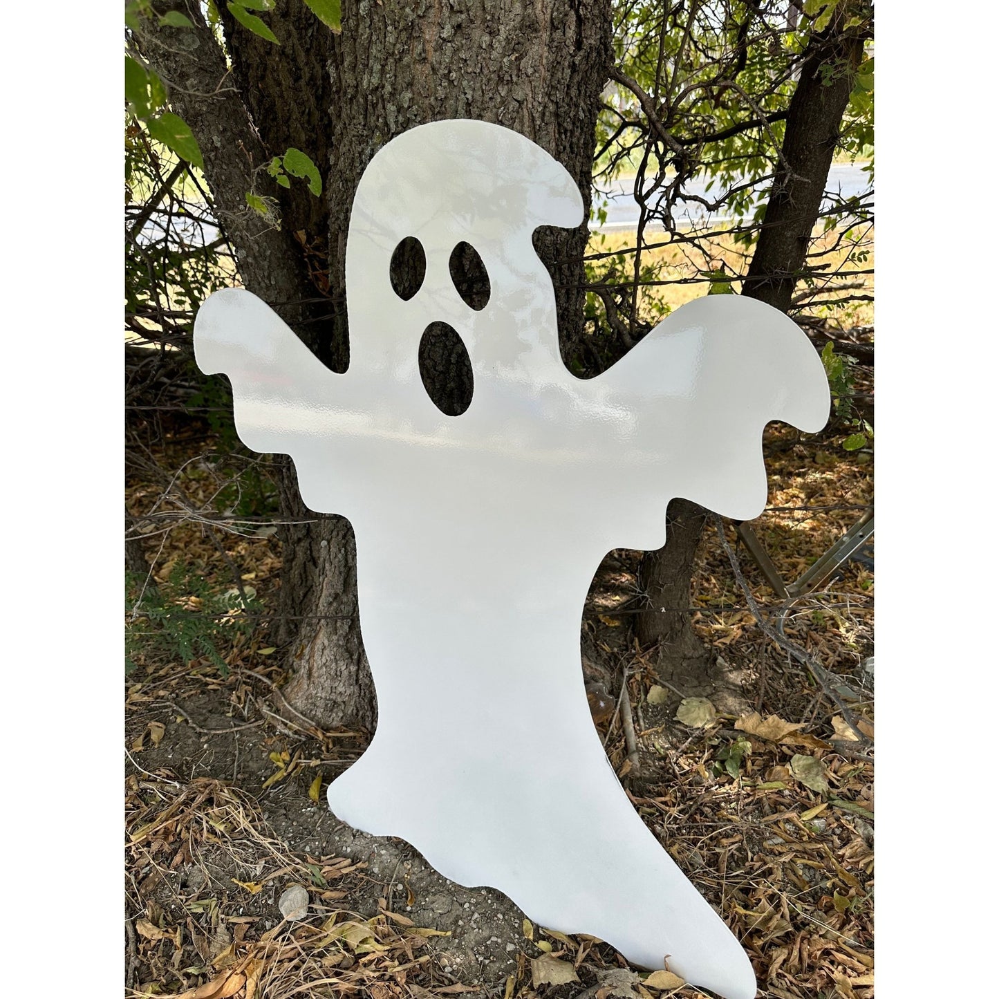 Spooky Ghost Metal Yard Art Halloween Decor Large