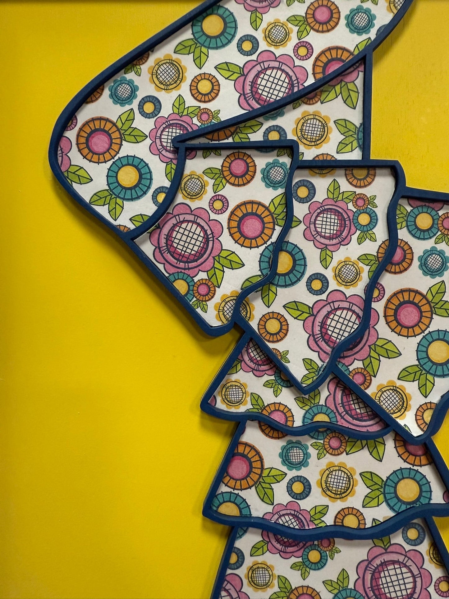 Spring Bellbottoms in Cheerful Blue & Yellow, Preppy Floral Wall Decor, Whimsical Art for Girly Rooms, Unique Gift Idea - Nifty Decor & More