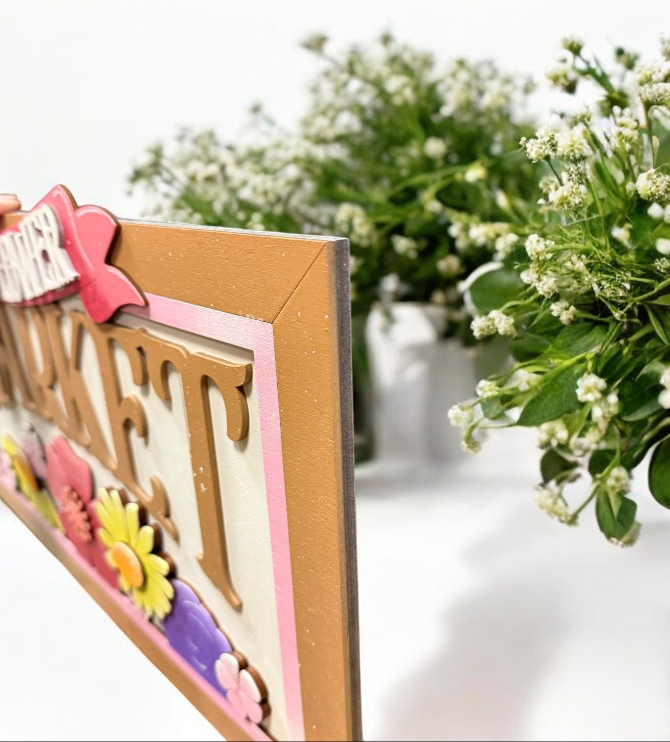 Spring Flower Market Sign | Vintage Floral Decor for Home | Rustic Wall Art | Farmhouse Style Decorations & Garden Signs