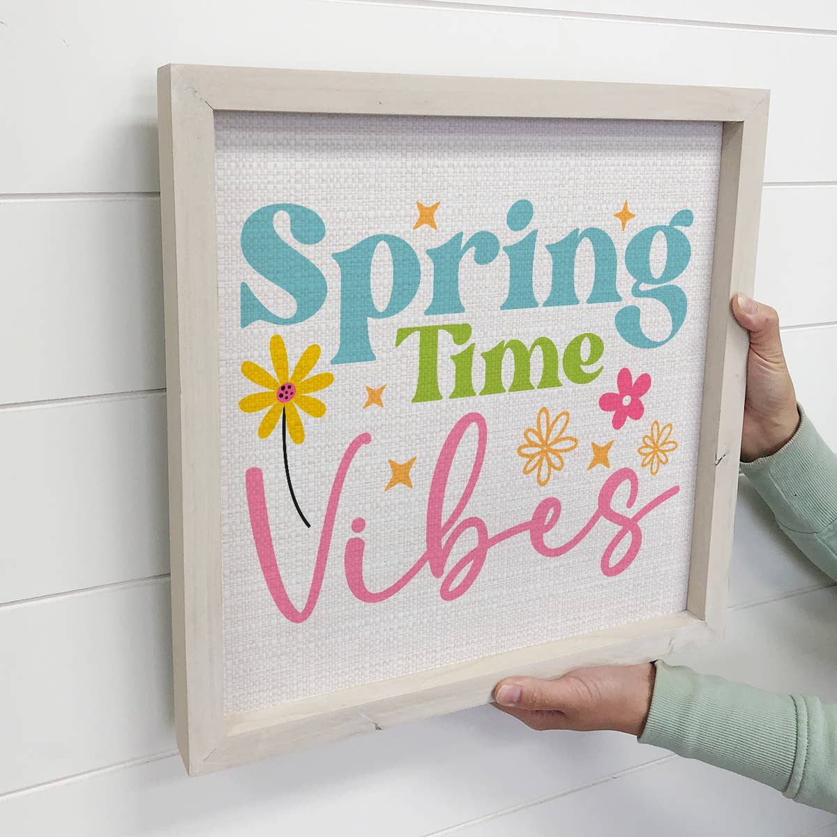 Spring Time Vibes Sign | Seasonal Decor for Home | Beautiful Wall Art for Spring | Perfect Gift for Easter & Mother's Day