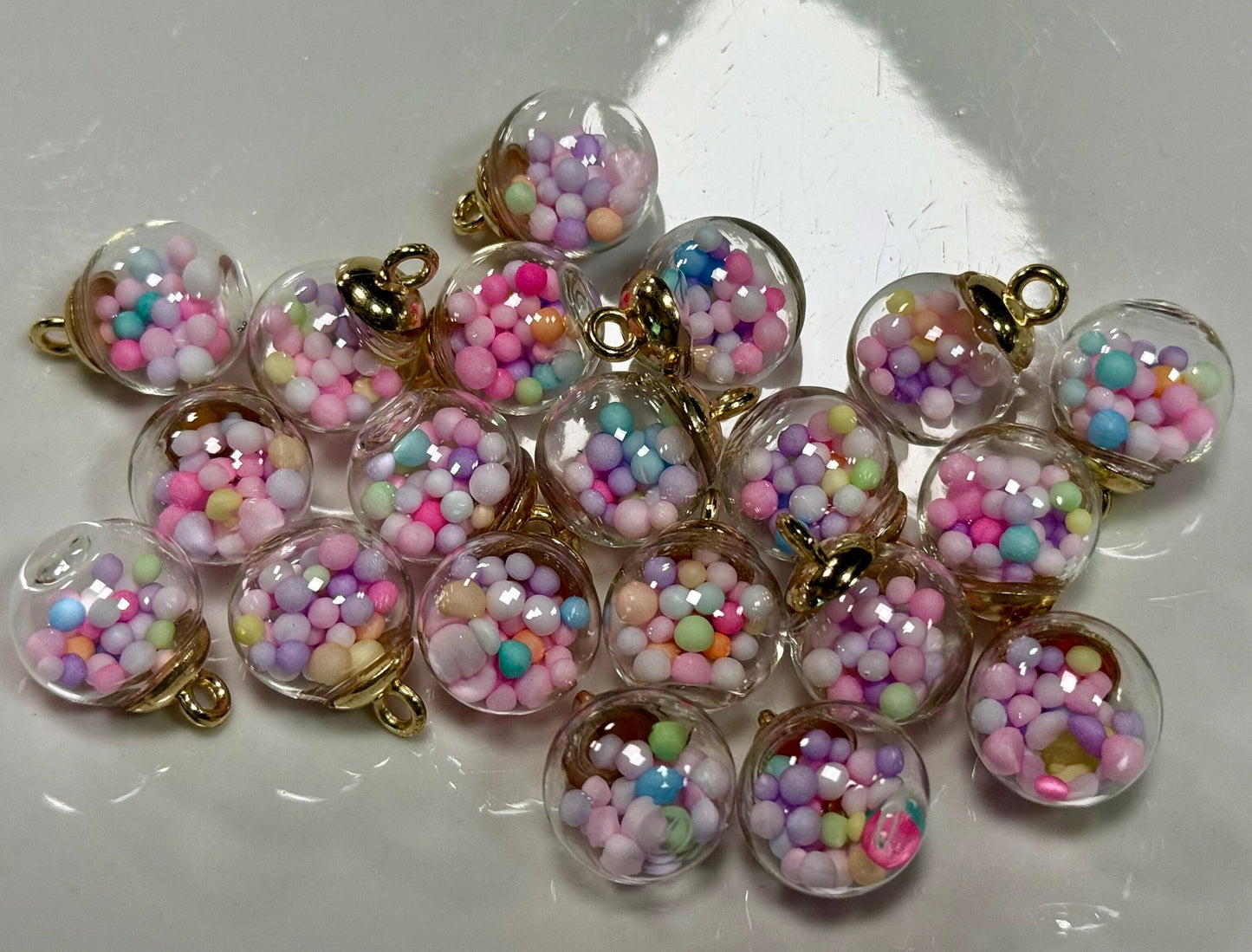 Star & Colorful Bead Glass Ball Pendant Charm, Unique Handcrafted Jewelry, Perfect Gift for Trendy Charm Lovers Girly Charm