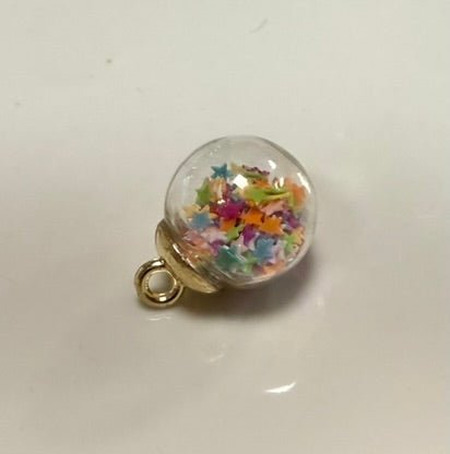 Star & Colorful Bead Glass Ball Pendant Charm, Unique Handcrafted Jewelry, Perfect Gift for Trendy Charm Lovers Girly Charm Star