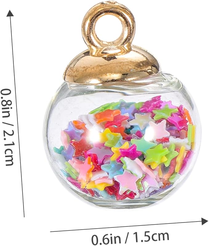 Star & Colorful Bead Glass Ball Pendant Charm, Unique Handcrafted Jewelry, Perfect Gift for Trendy Charm Lovers Girly Charm