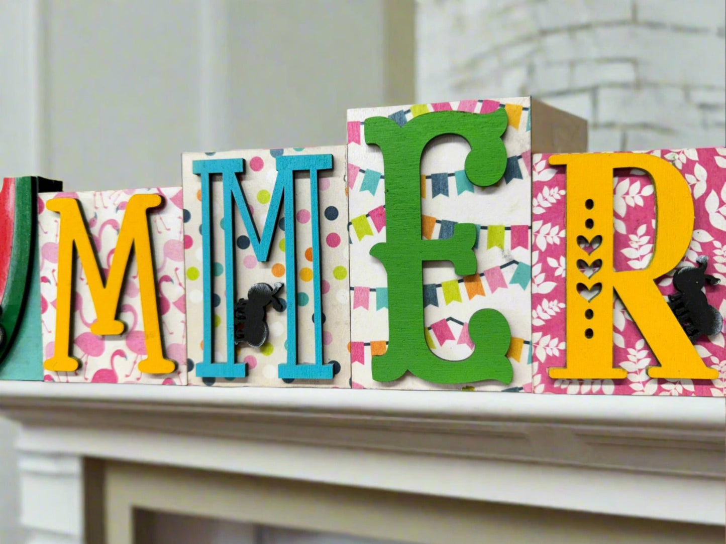 Summer Word Block Summer Shelf Sitter