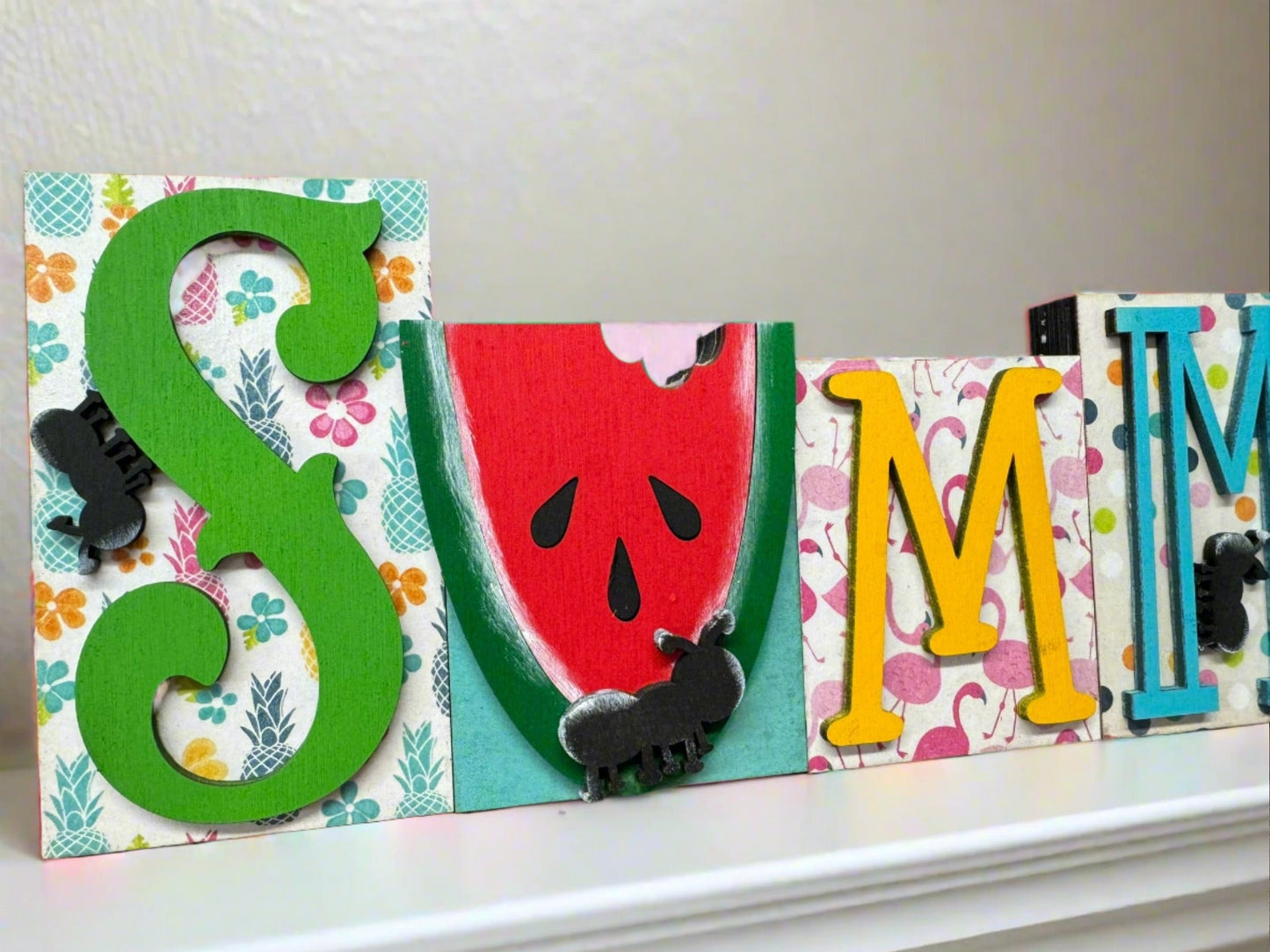 Summer Word Block Summer Shelf Sitter