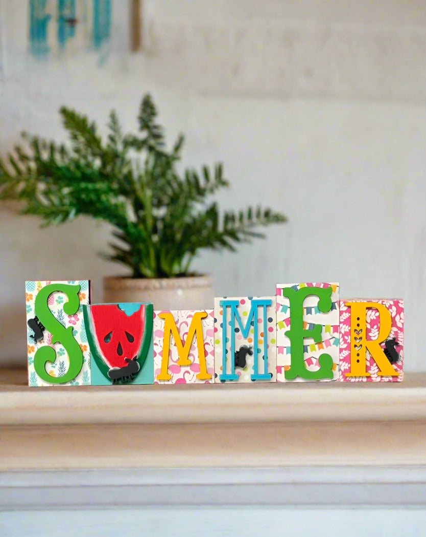 Summer Word Block Summer Shelf Sitter