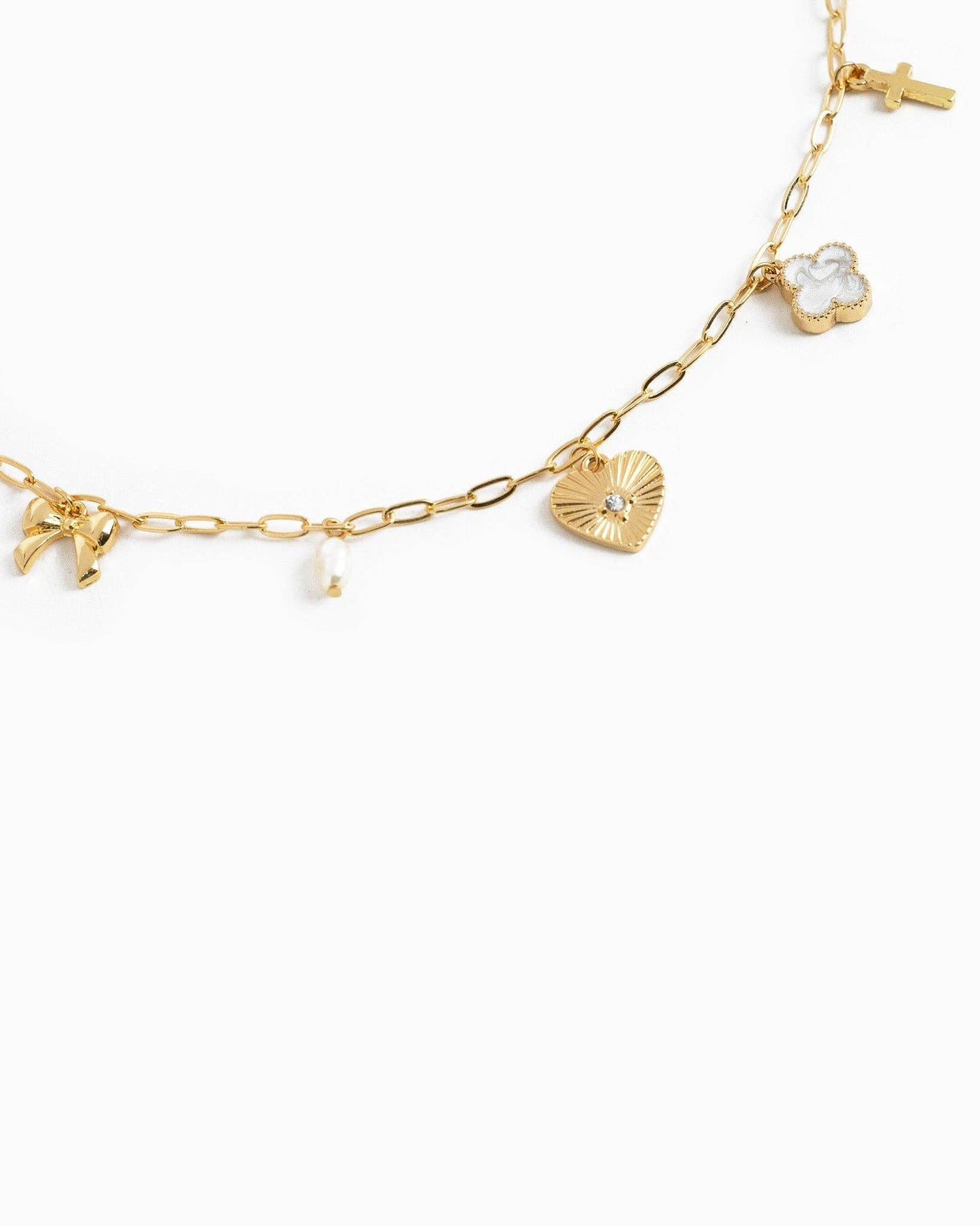 Sunburst Heart Mixed Charm Necklace, Bold & Radiant Accessory for Style Queens, Ideal Gift for Her - Nifty Decor & More