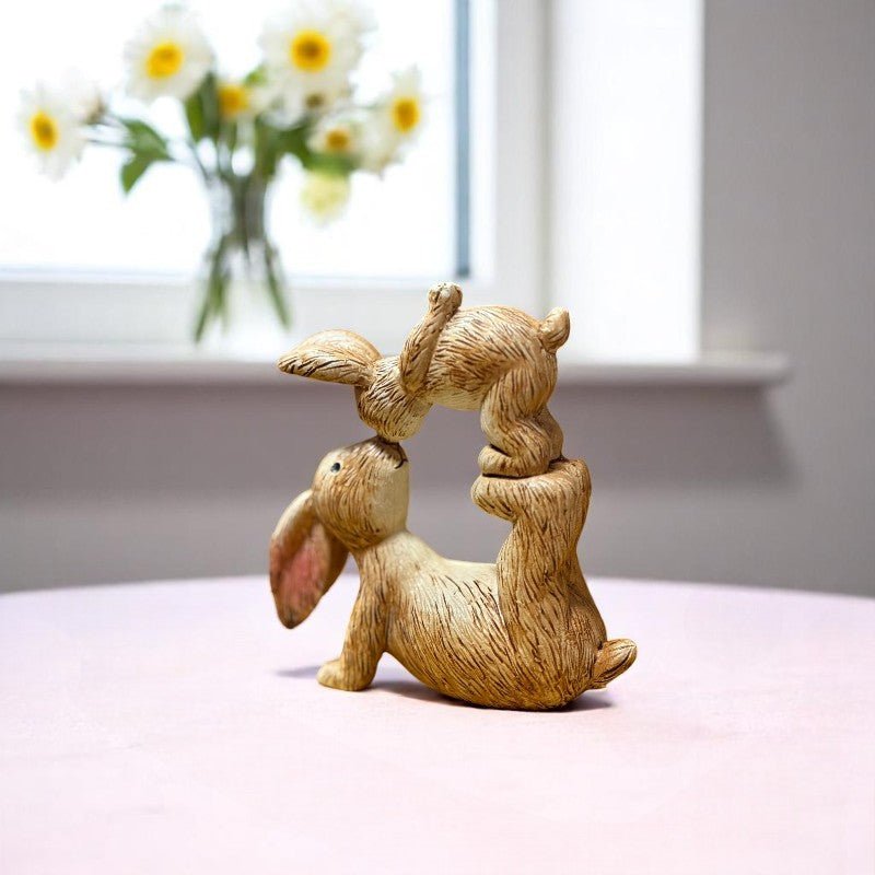 Sweet Kissing Bunny Resin Figurine, Adorable Handcrafted Decor, Perfect Gift for Bunny Lovers and Collectors animal figurine