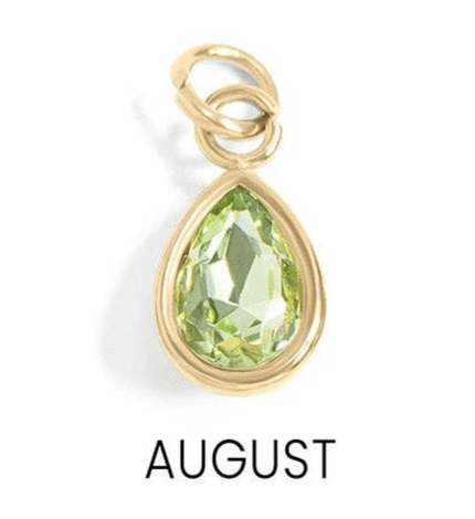 Teardrop Birthstone Charm, 18K Gold PVD Elegant Pendant, Personalized Mother’s Day Gift for Her, Jewelry Gift August