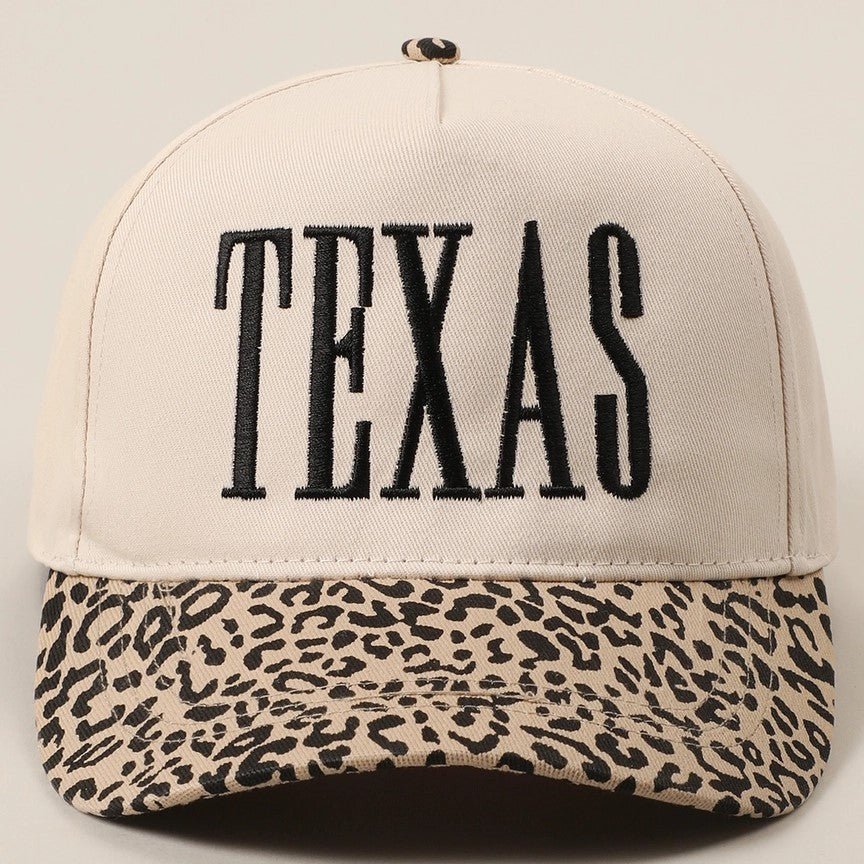 TEXAS Embroidery Leopard Two-Tone Trucker Hat, Chic Cowgirl Vibes for Everyday Wear, Ideal Gift for Texas Lovers & Fashionistas Leopard - Black