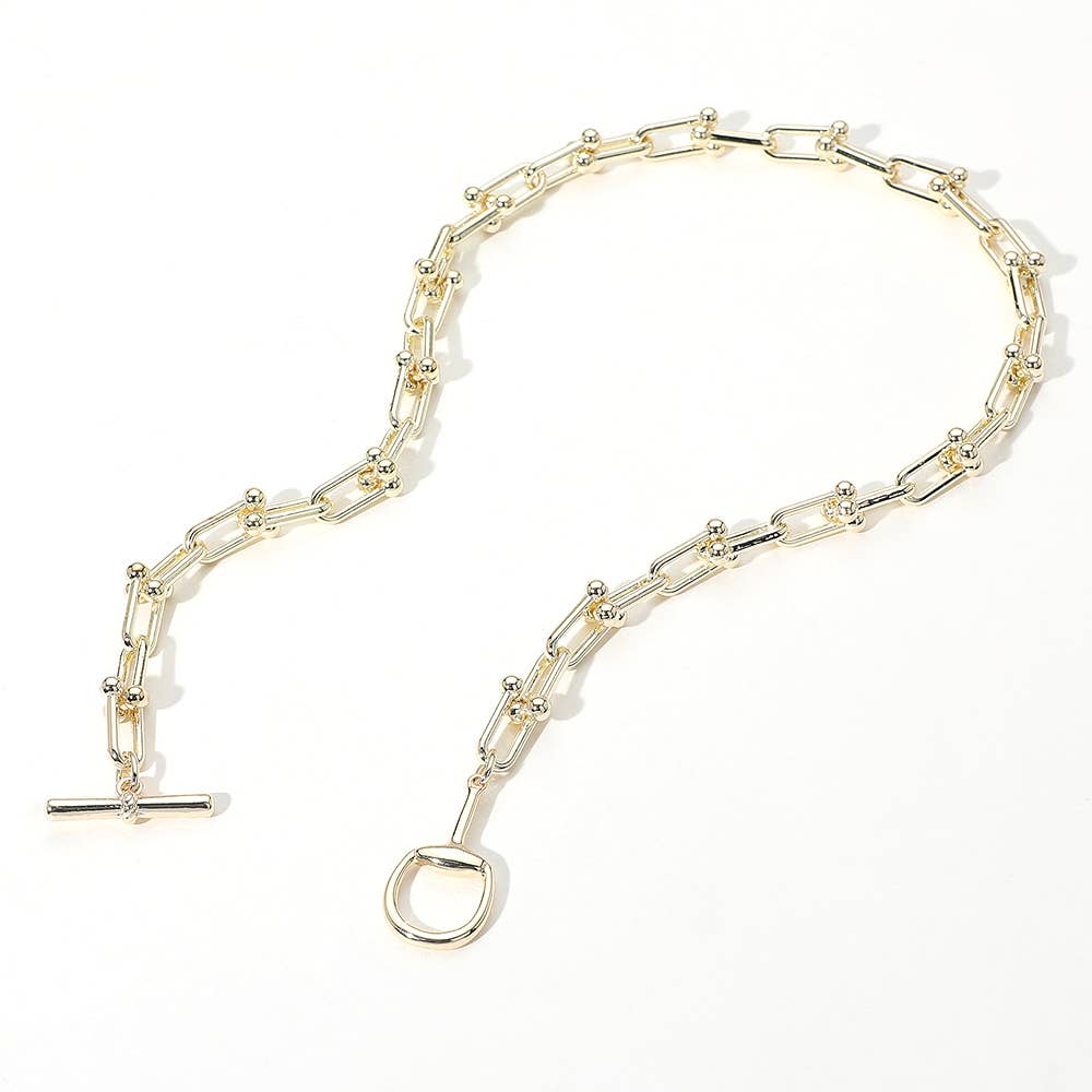 Toggle Necklace 14K Gold Plated , Chunky Hardware Chain Statement, Perfect Accessory for Layering, Trendy Gift Idea - Nifty Decor & More